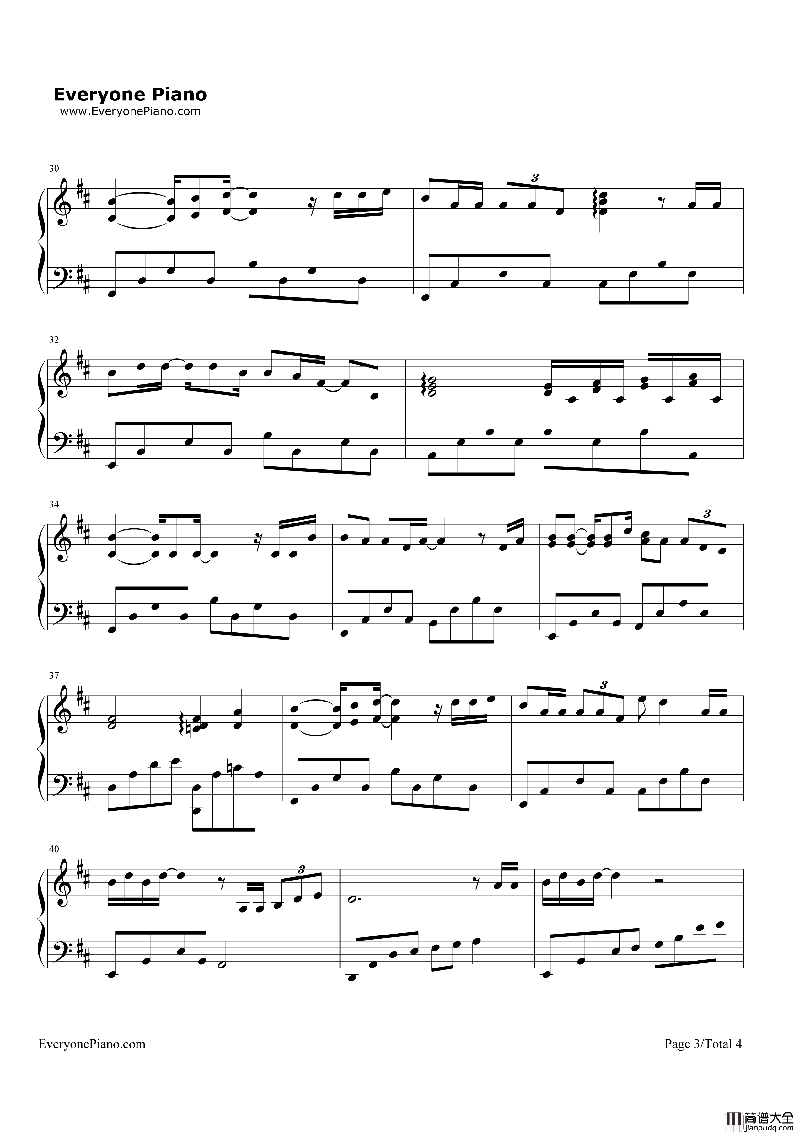 年少有你钢琴谱_李易峰