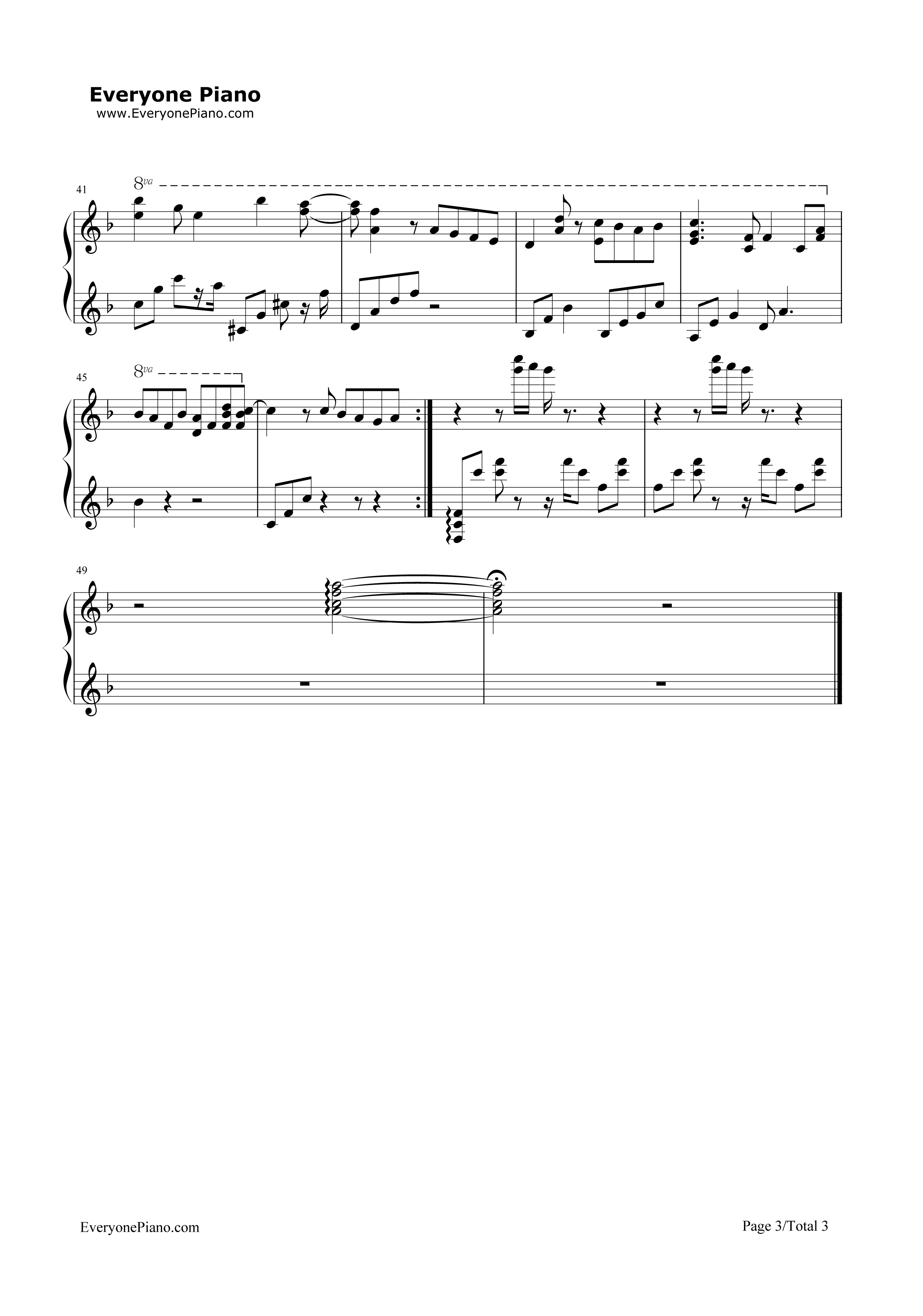 龙猫主题曲钢琴谱_久石让_宫崎骏