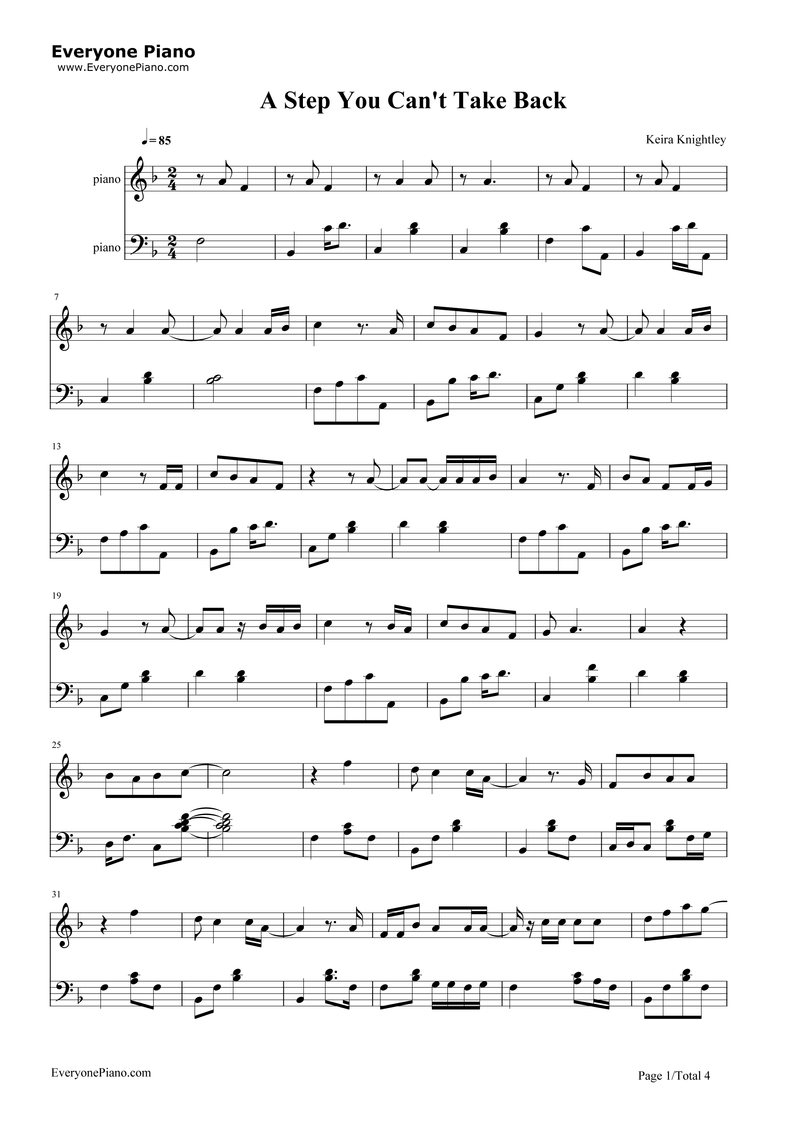 A_Step_You_Can't_Take_Back钢琴谱_Keira_Knightley