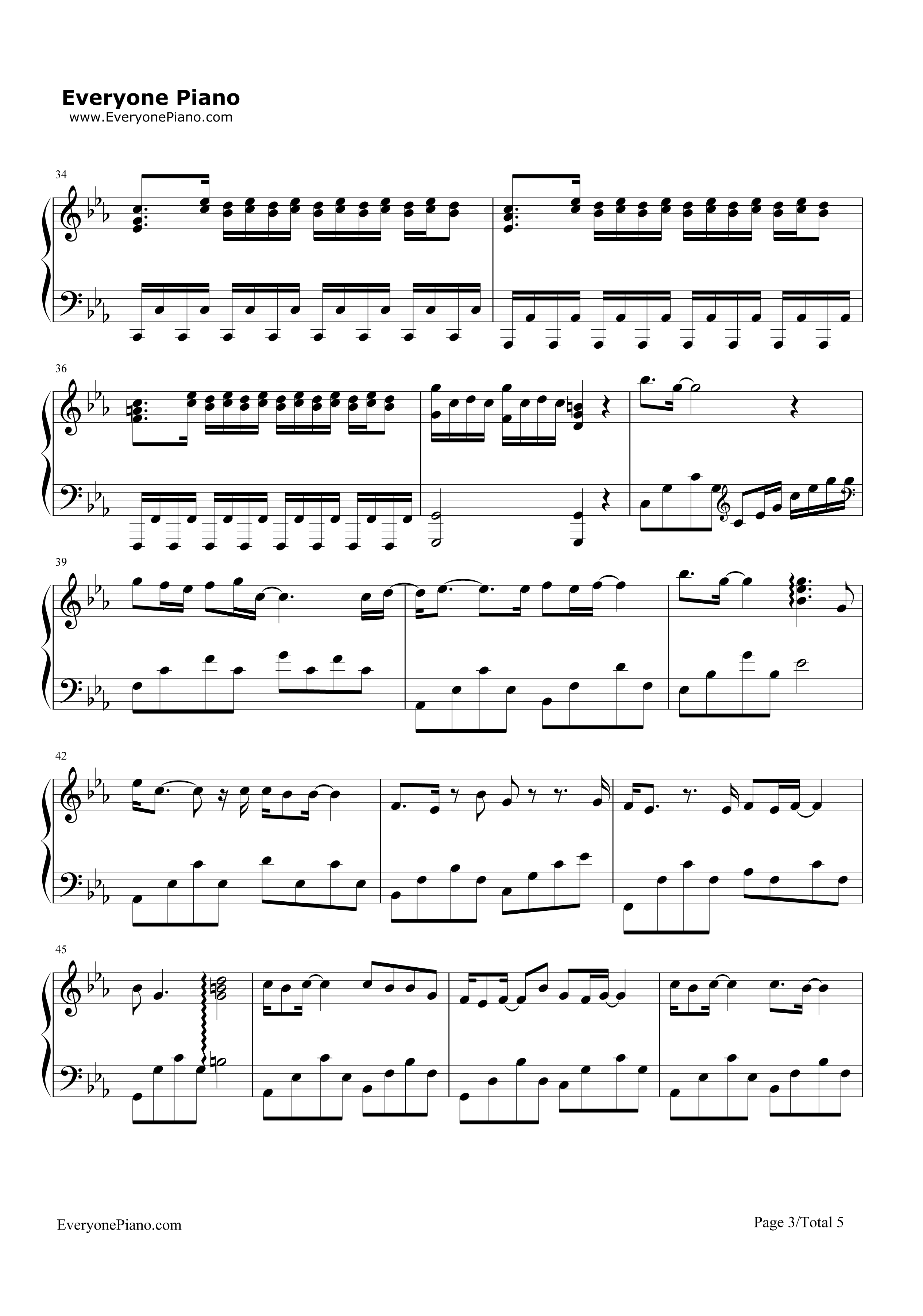 一念之间钢琴谱_张杰__莫文蔚