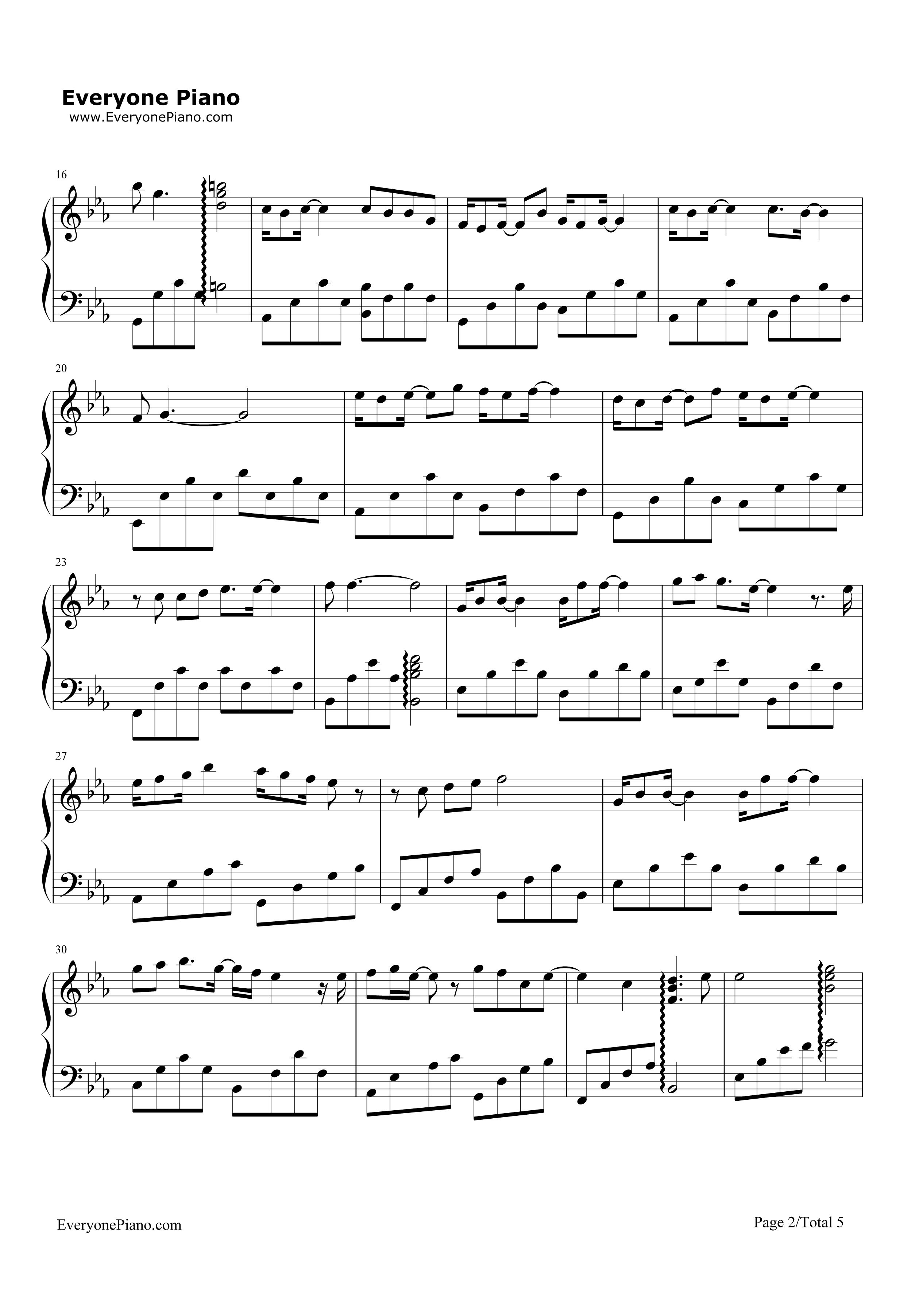 一念之间钢琴谱_张杰__莫文蔚