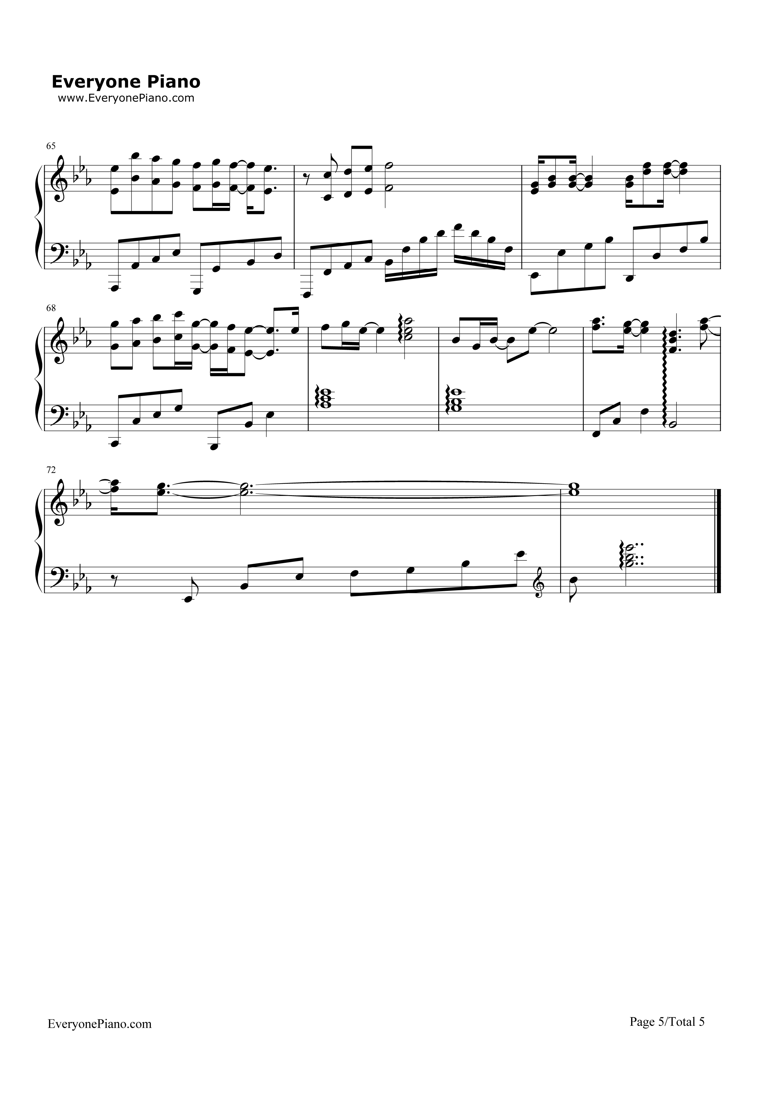 一念之间钢琴谱_张杰__莫文蔚