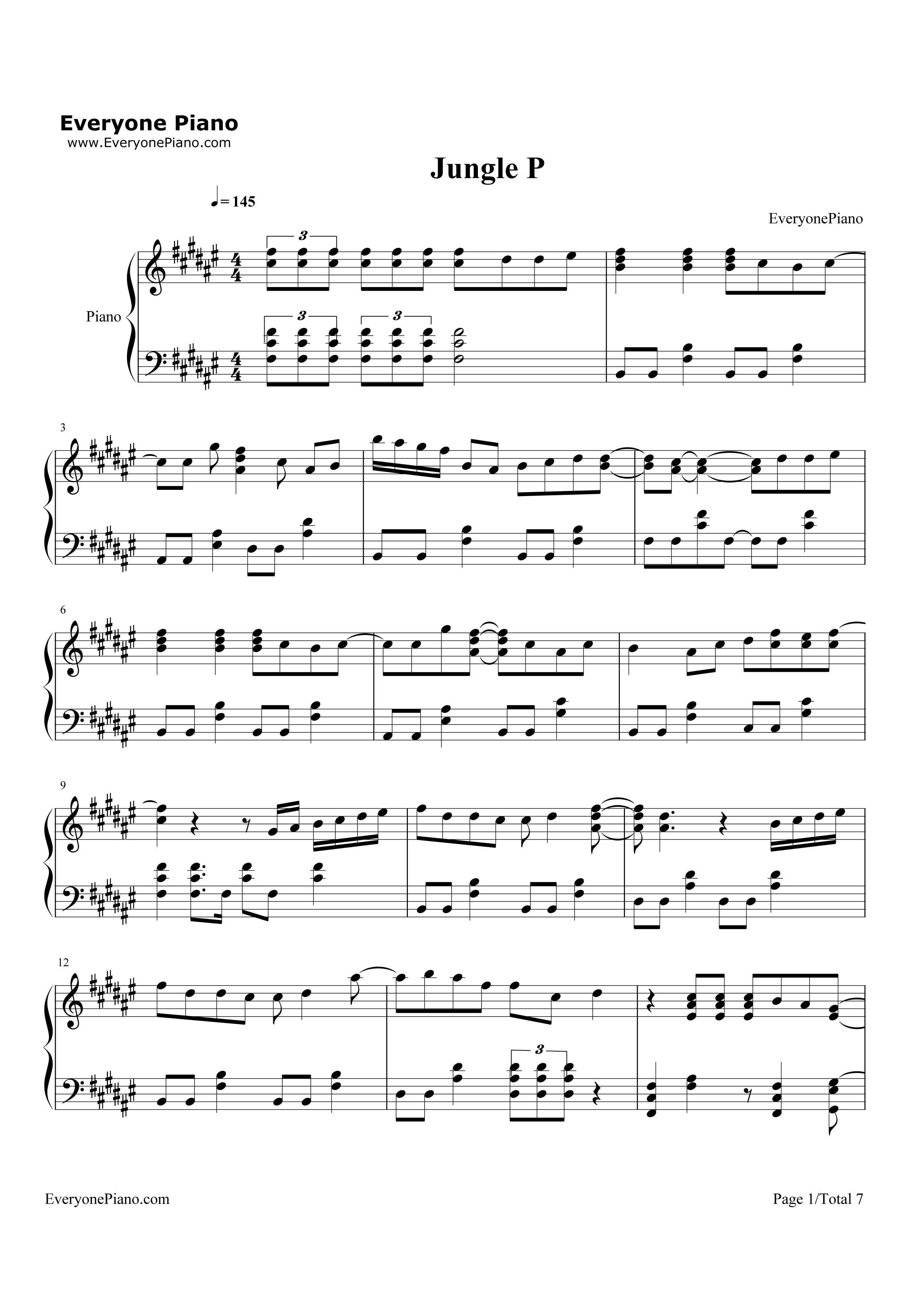 Jungle_P钢琴谱_5050