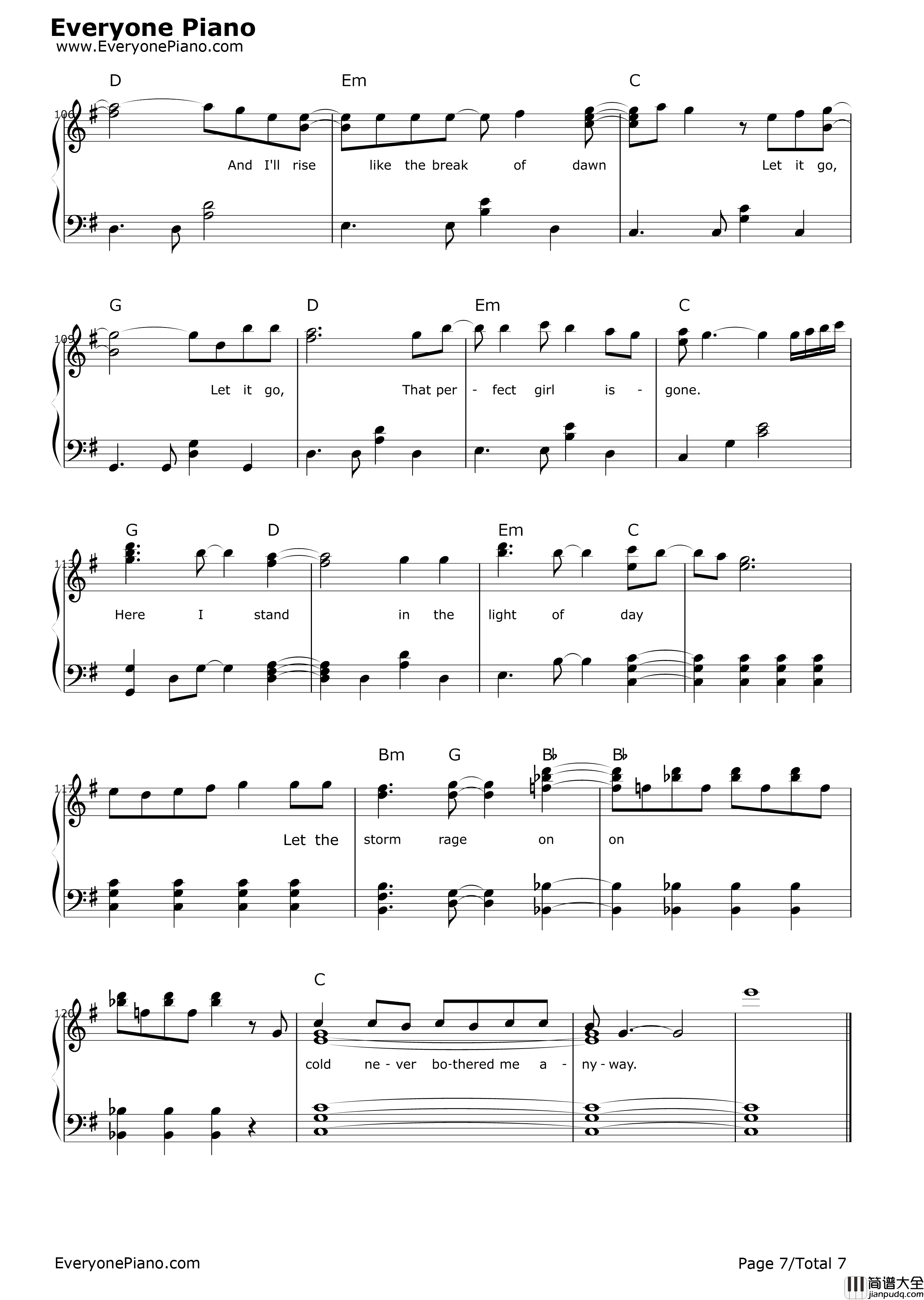 let_it_go简单版钢琴谱_Idina_Menzel