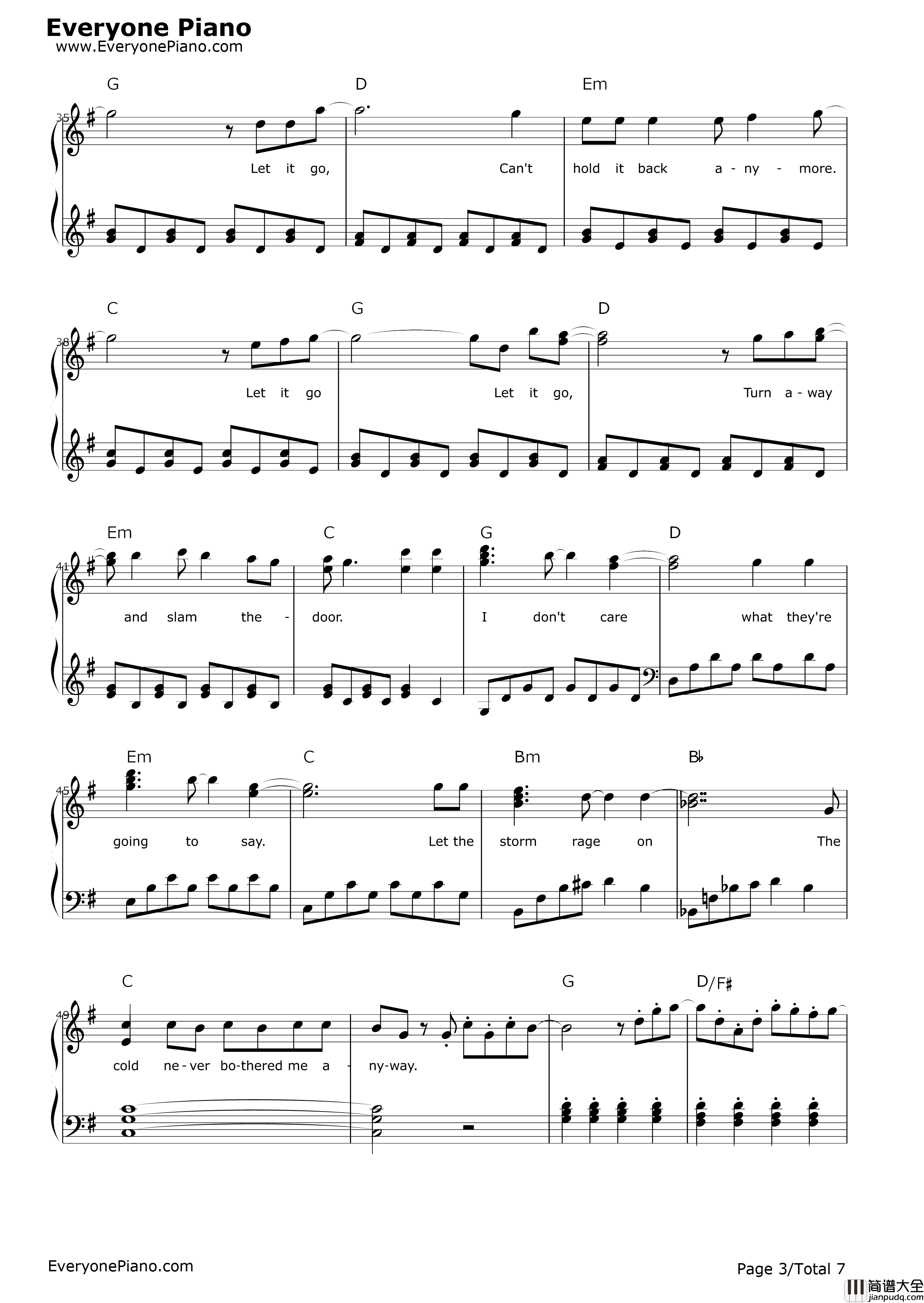 let_it_go简单版钢琴谱_Idina_Menzel