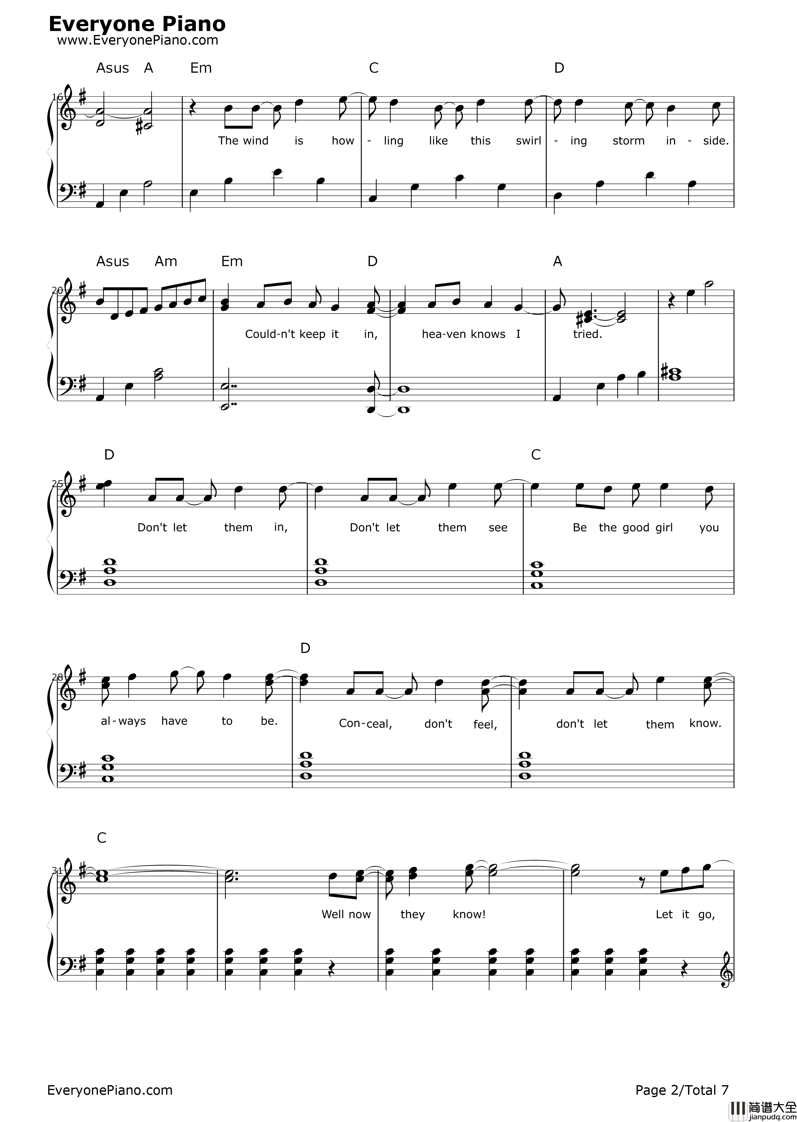 let_it_go简单版钢琴谱_Idina_Menzel