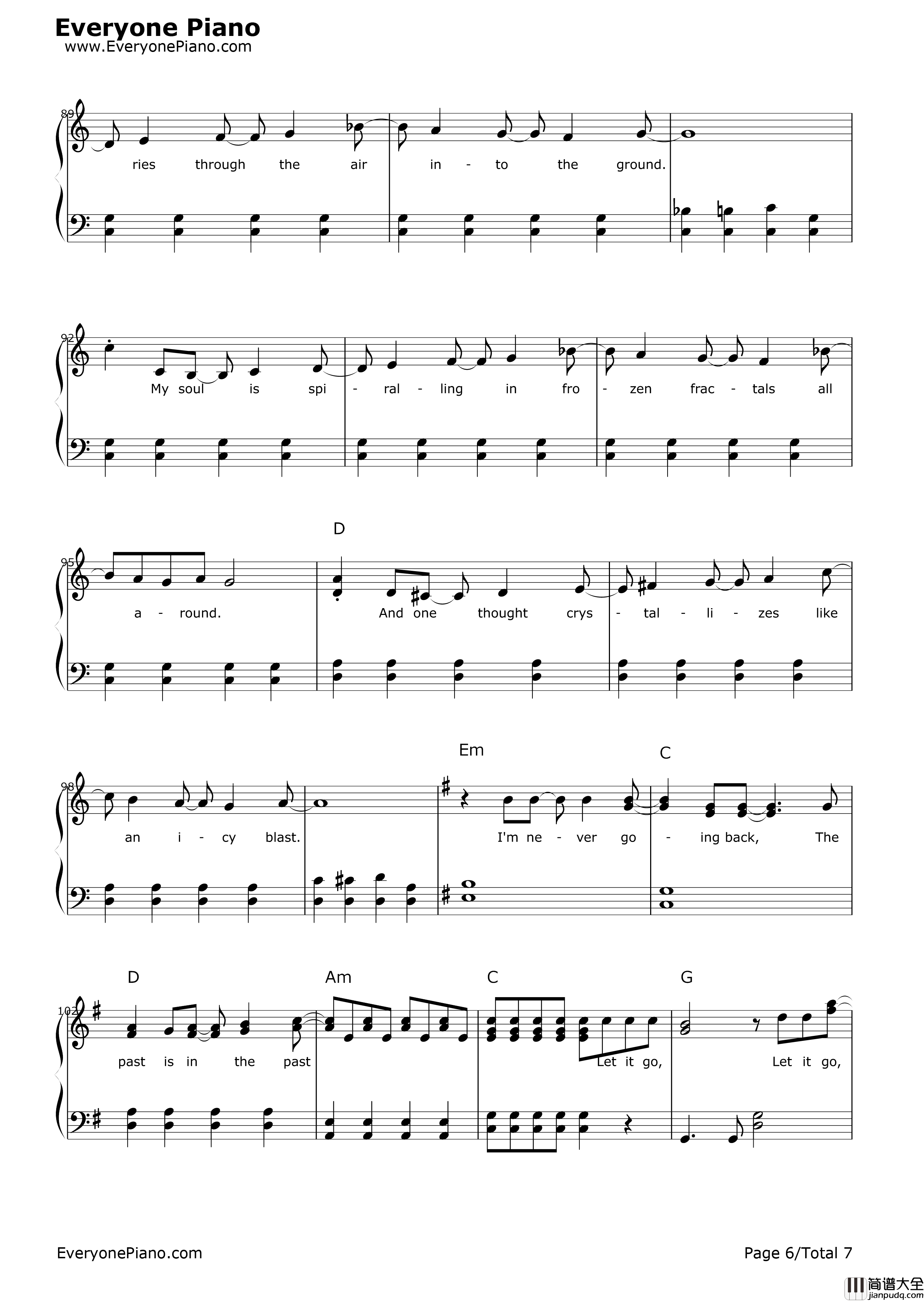 let_it_go简单版钢琴谱_Idina_Menzel