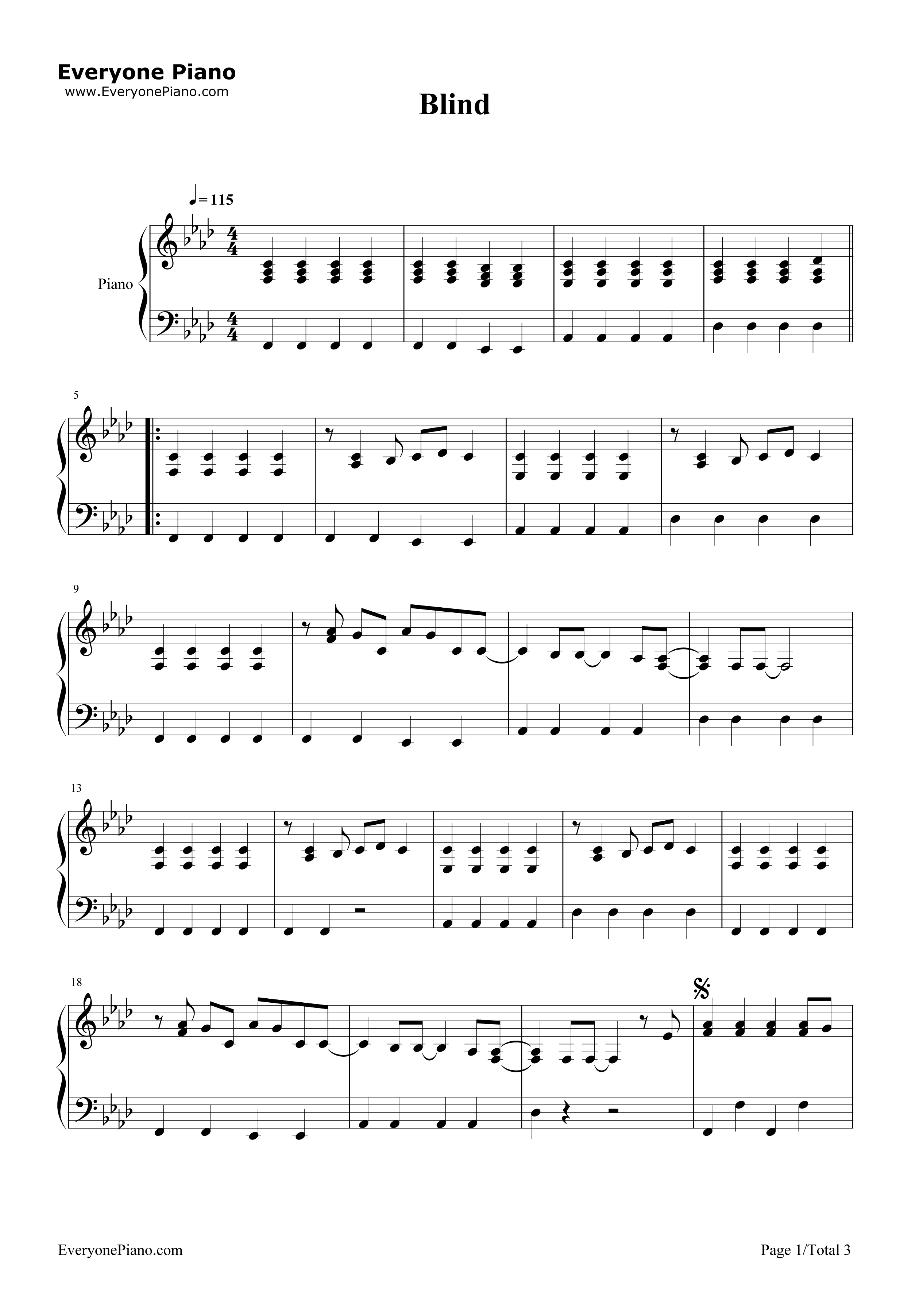 Blind钢琴谱_Blind_Kesha