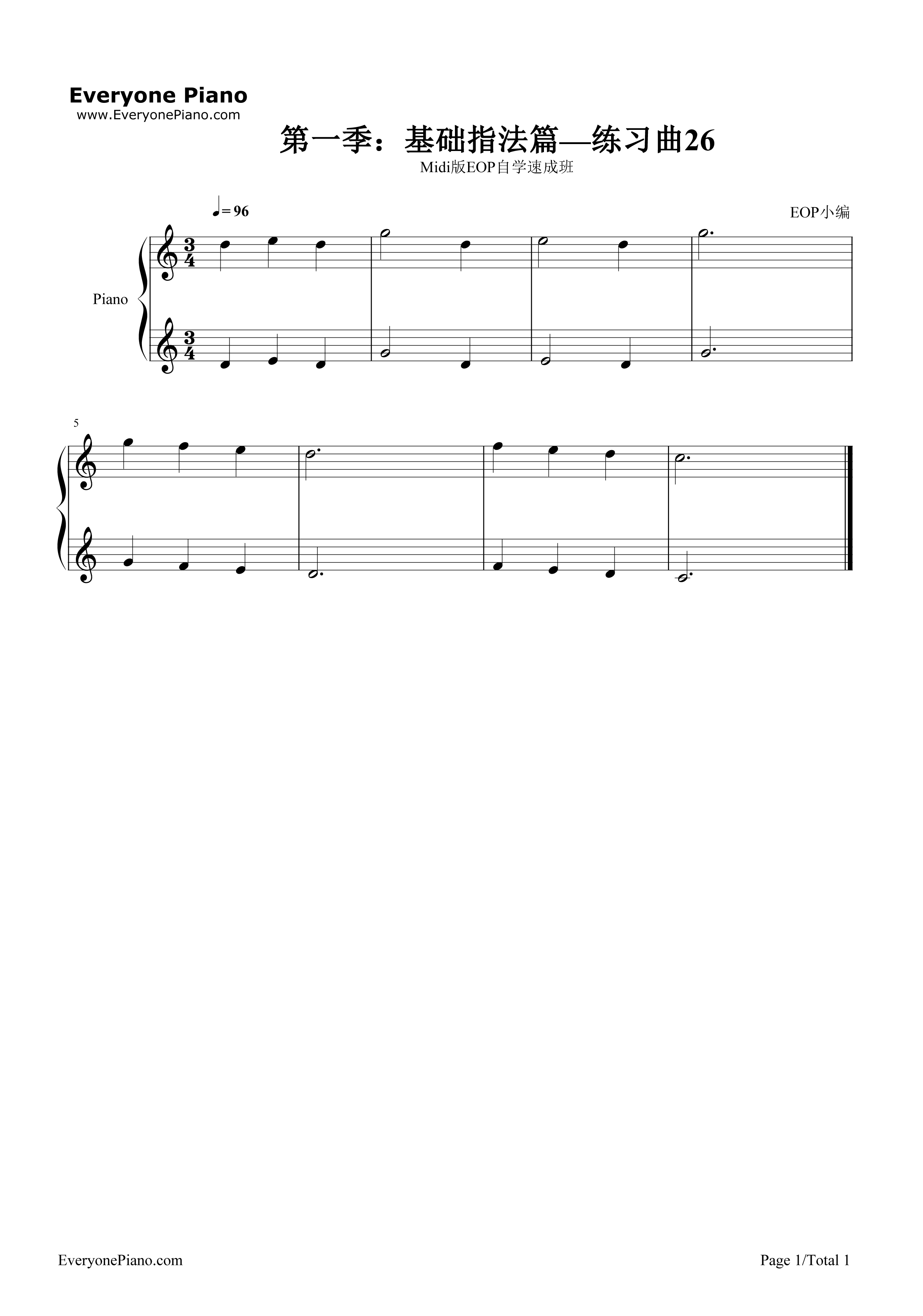 练习曲26钢琴谱_EOP团队