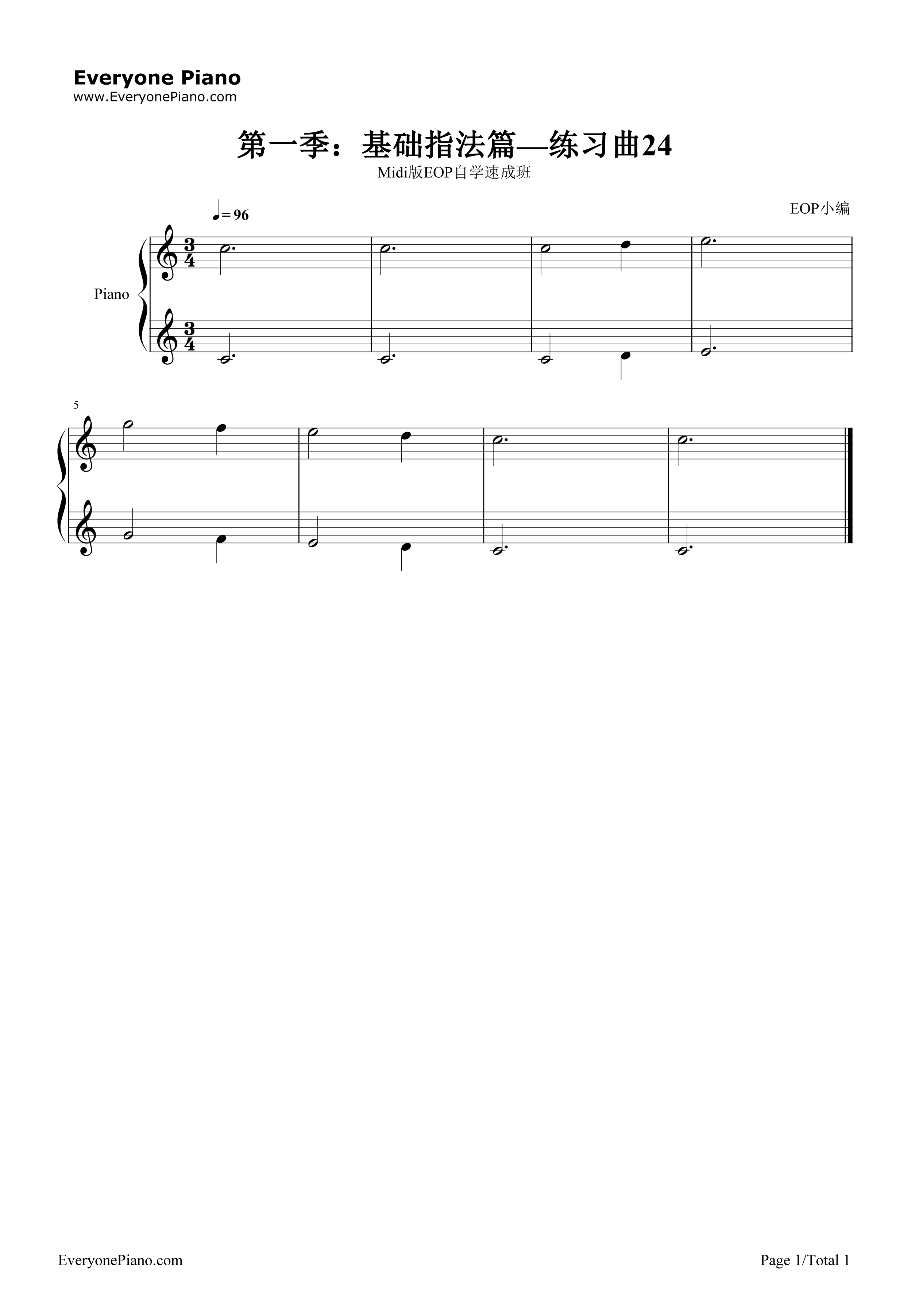 练习曲24钢琴谱_EOP团队