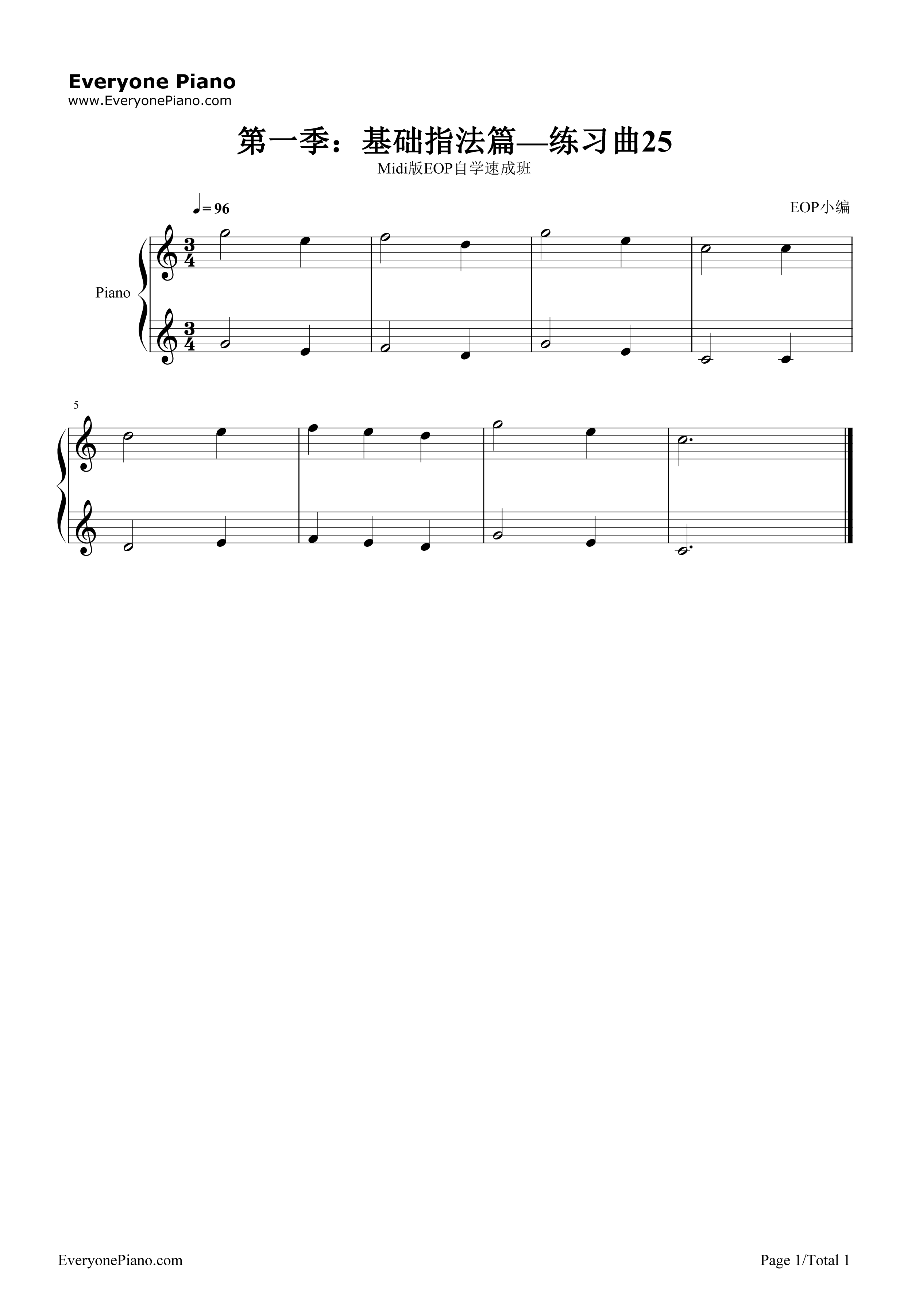 练习曲25钢琴谱_EOP团队