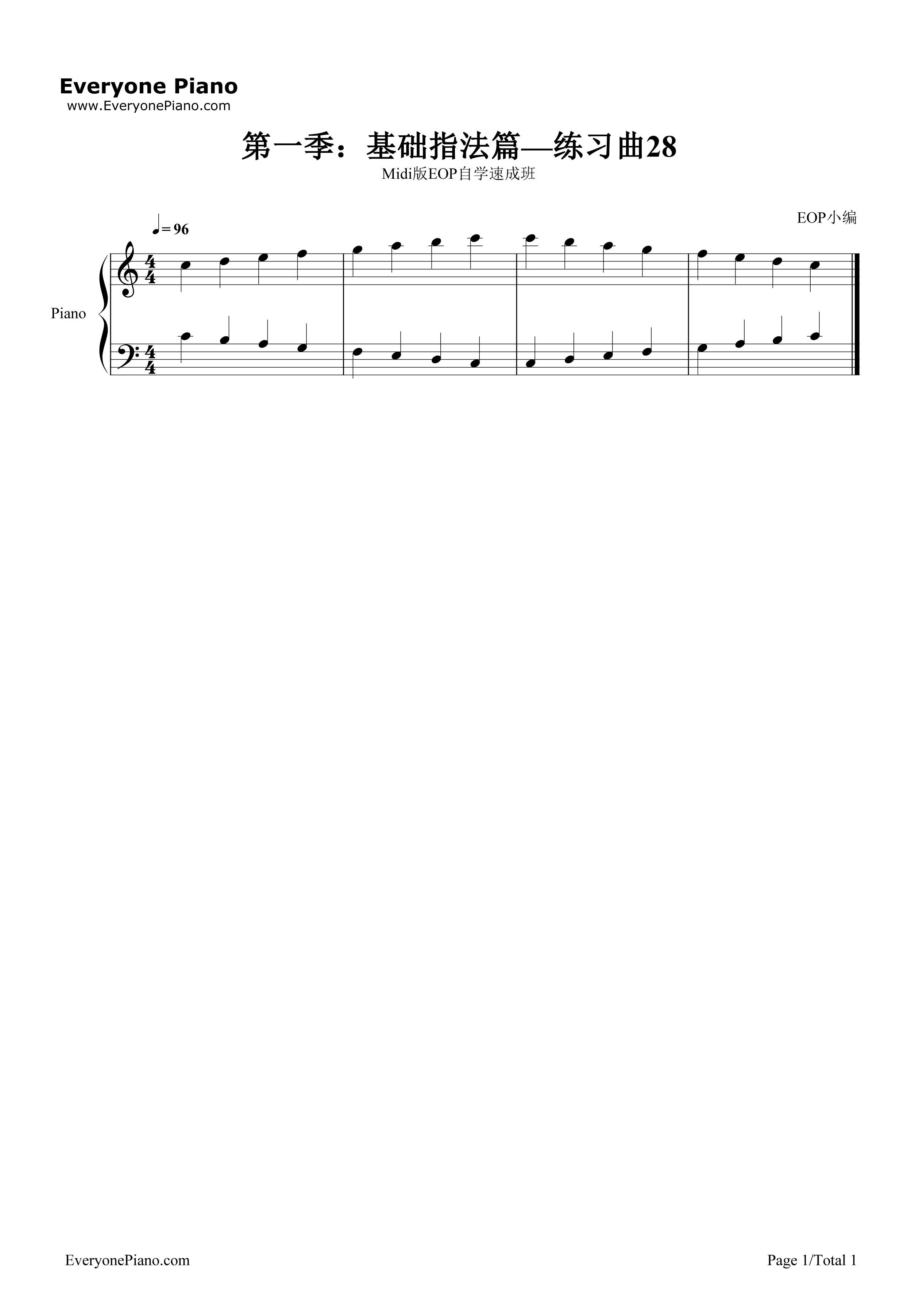 练习曲28钢琴谱_EOP团队