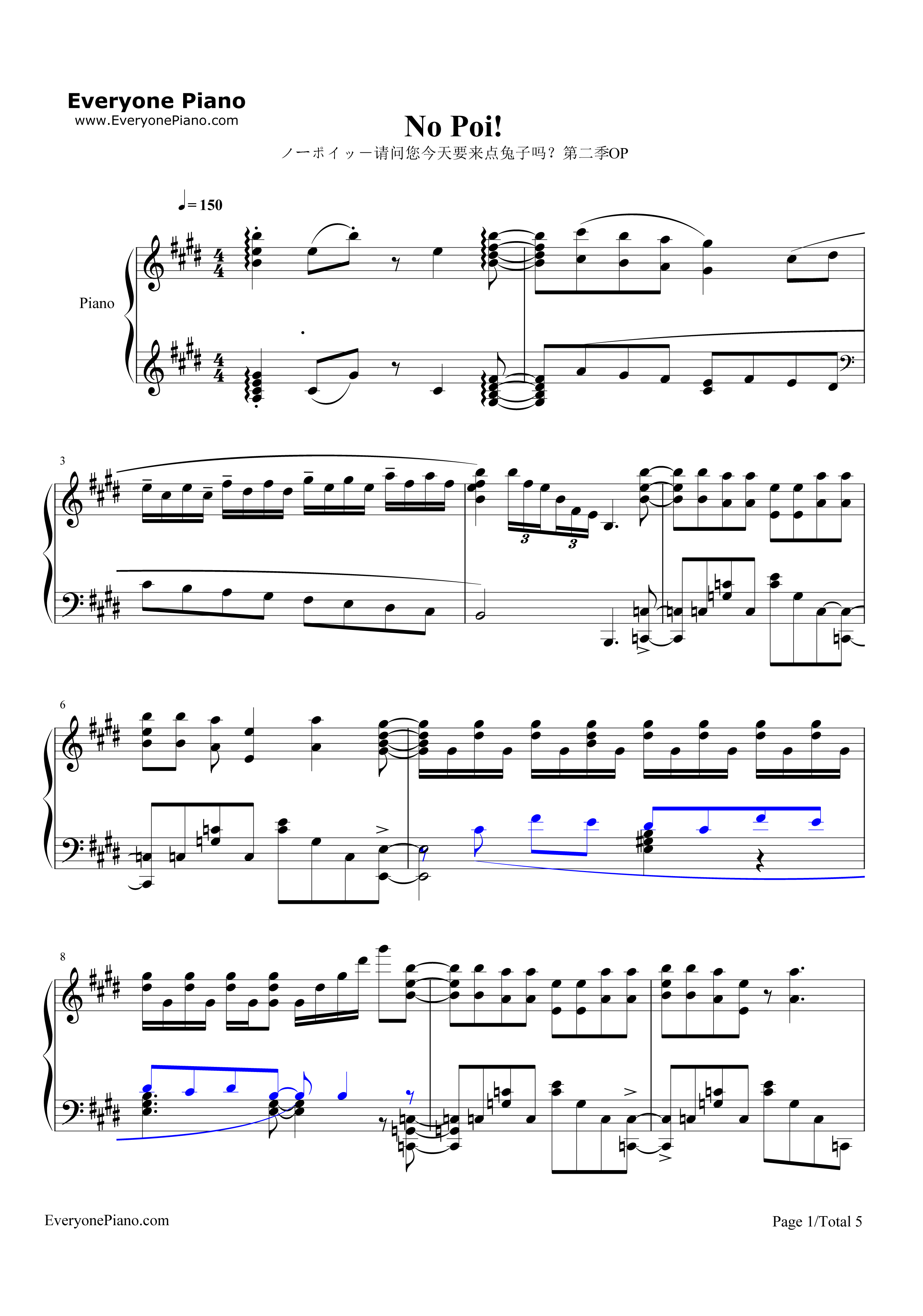 ノーポイッ！钢琴谱_Petit_Rabbit's
