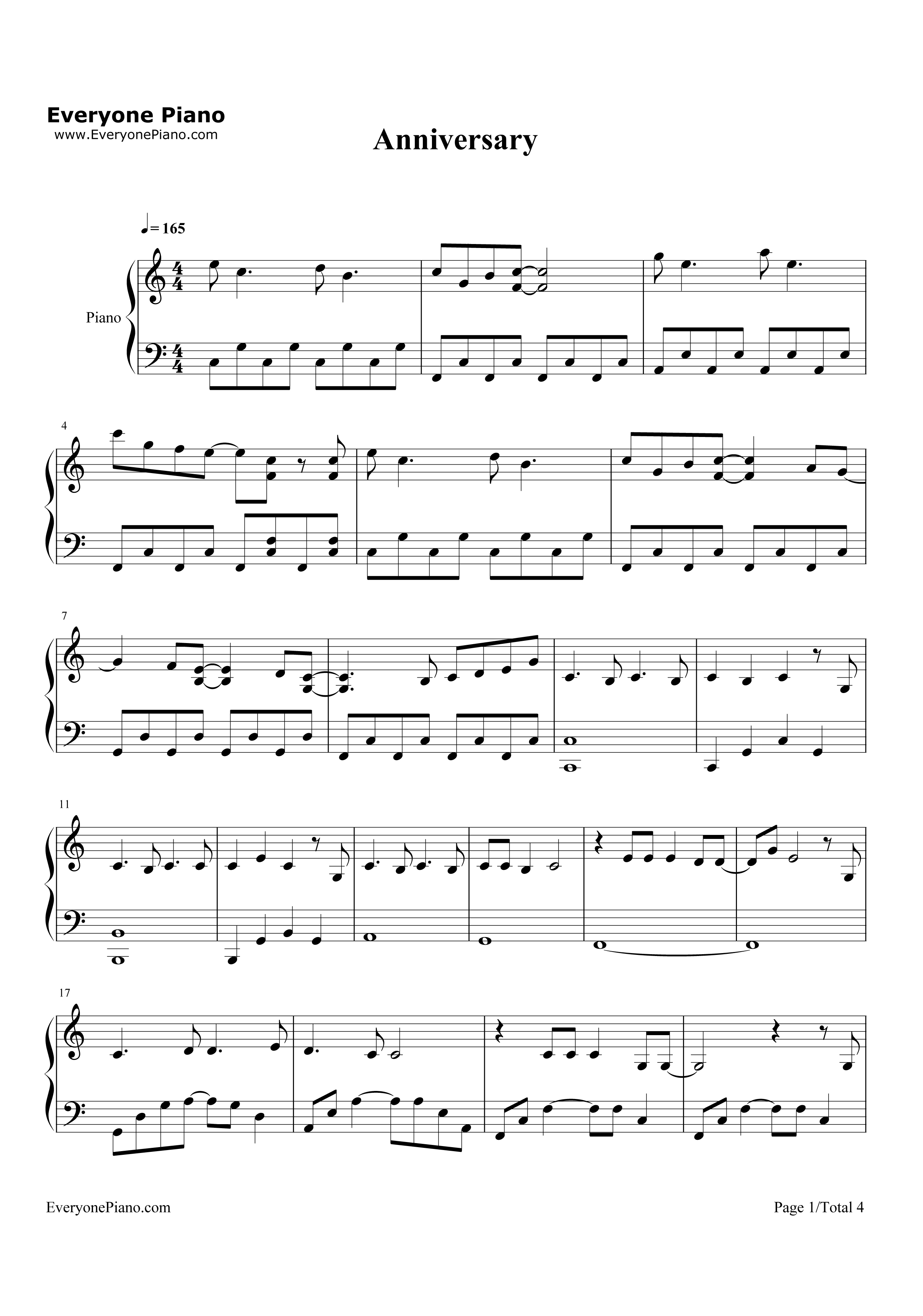 ANNIVERSARY钢琴谱_Sid