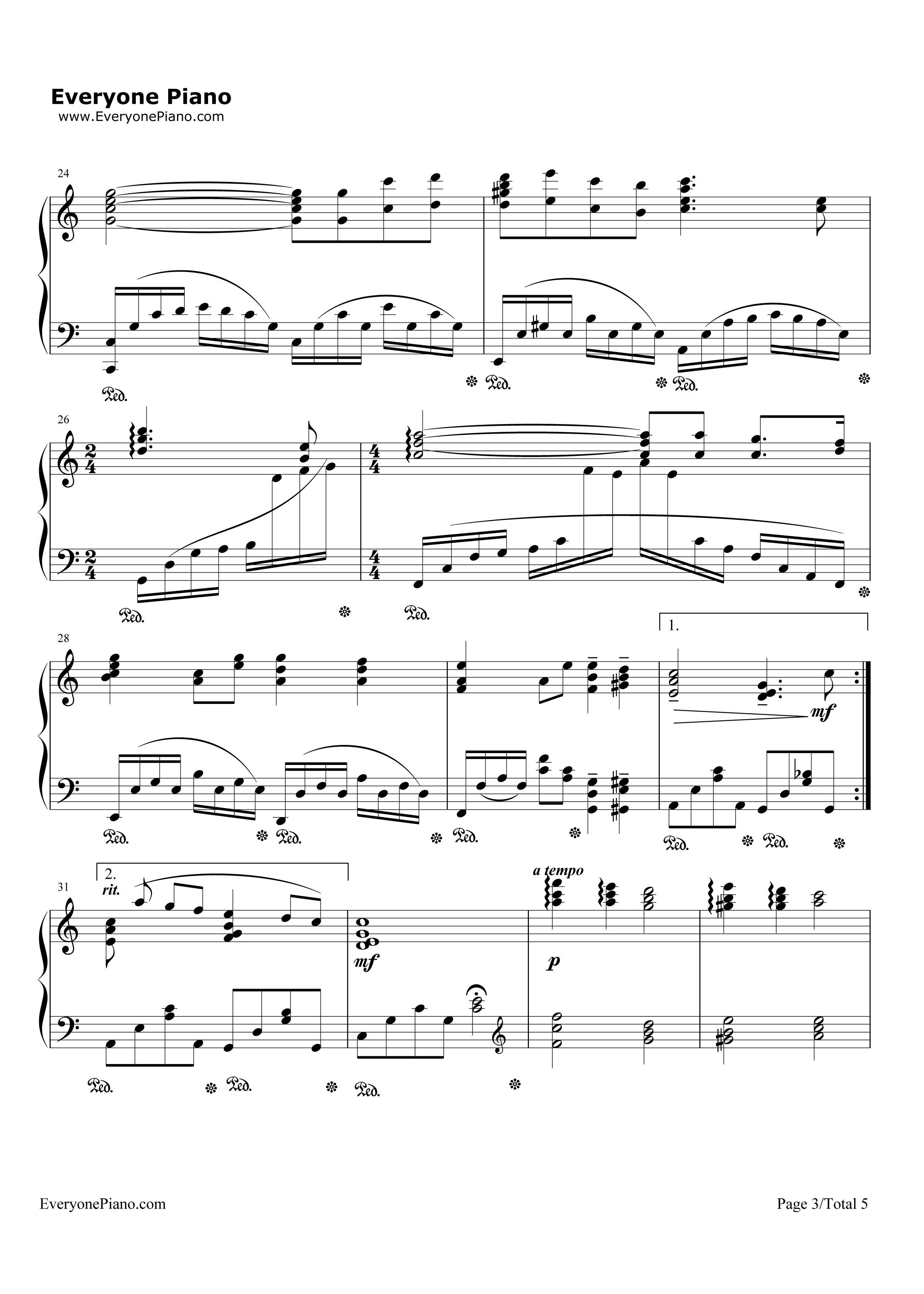 阿希达卡与珊_钢琴谱_久石让_宫崎骏