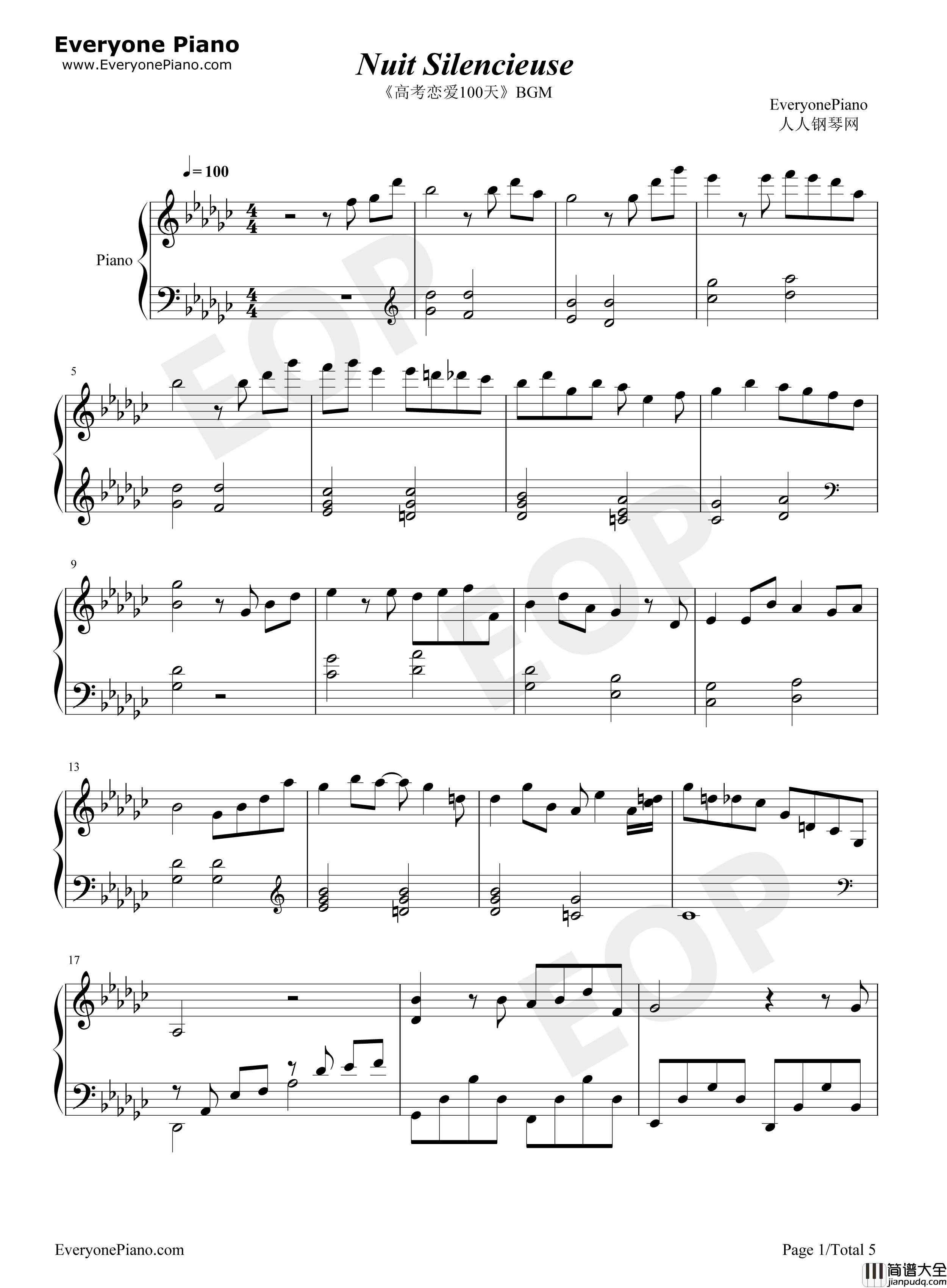 Nuit_Silencieuse钢琴谱_Nuit_Silencieuse