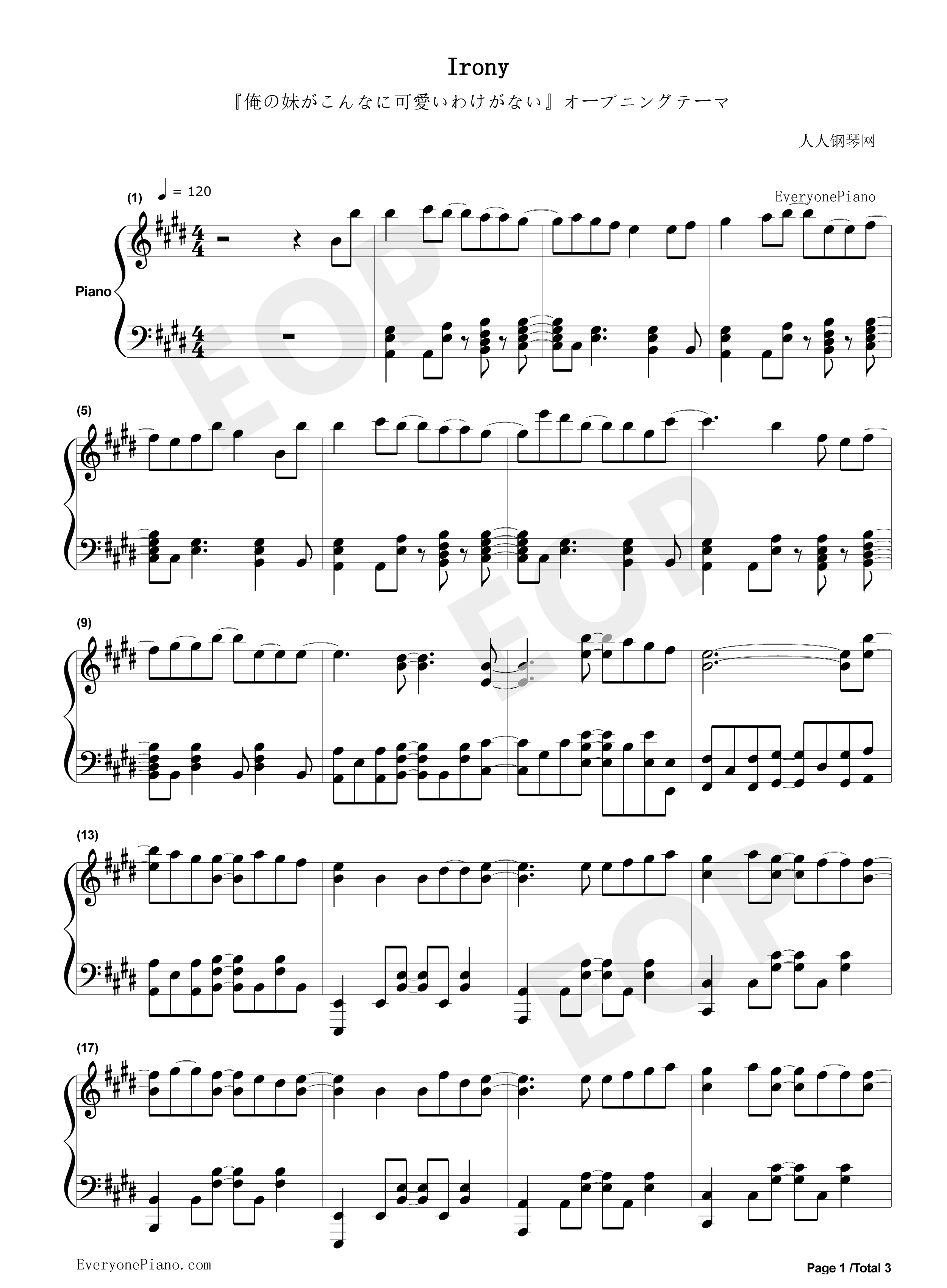Irony钢琴谱_ClariS