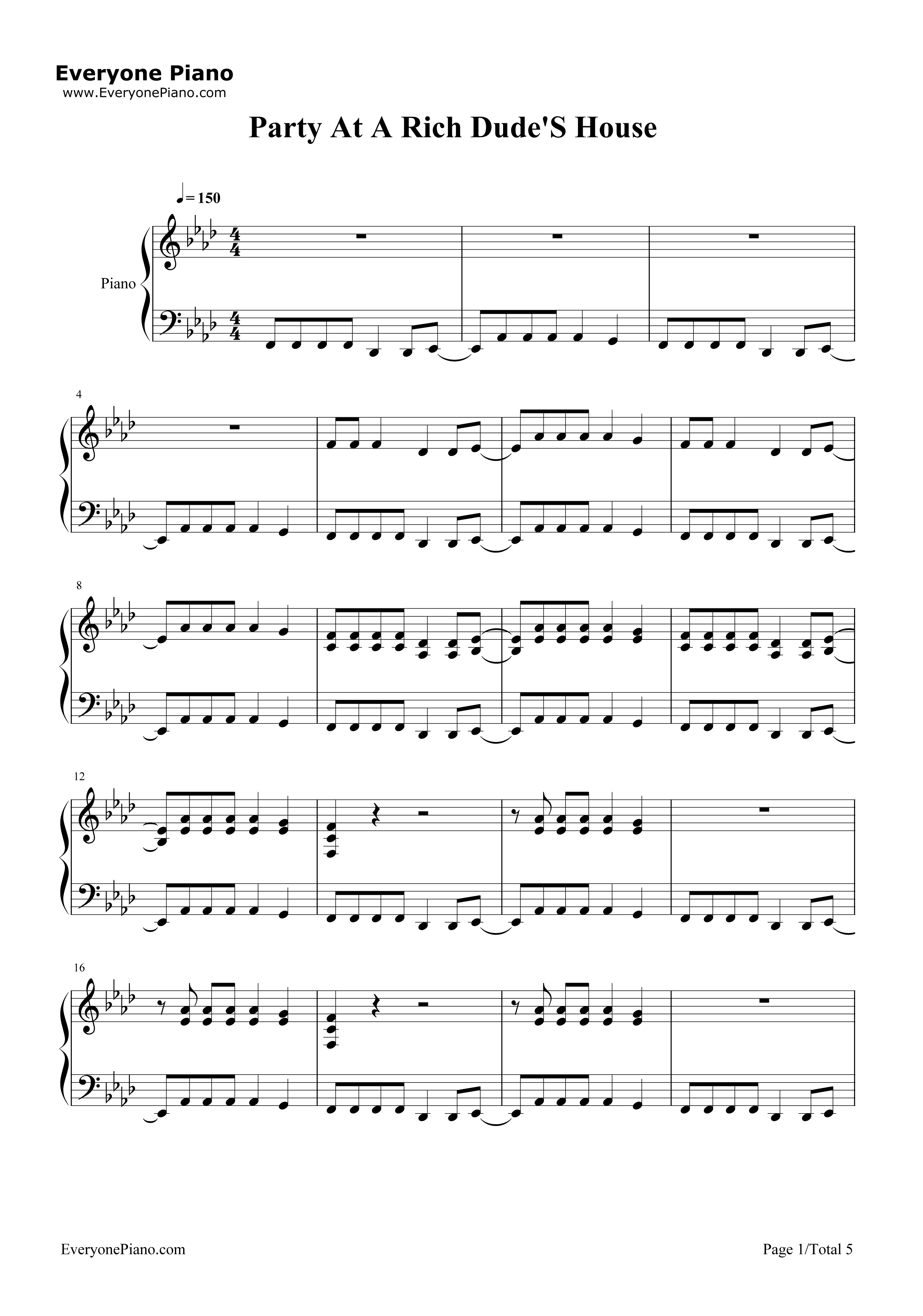 Party_At_A_Rich_Dude'S_House钢琴谱_Kesha