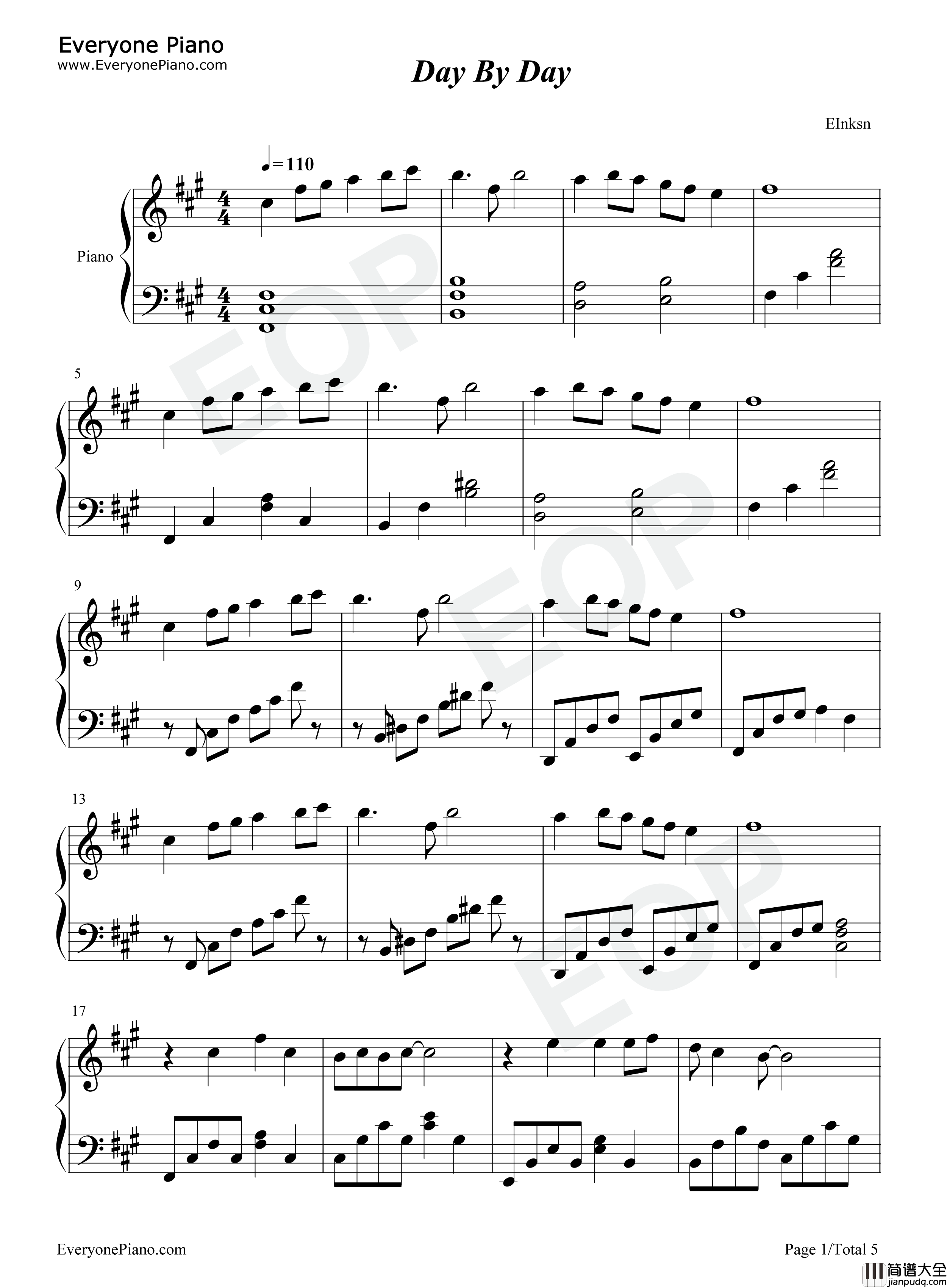 DAY BY DAY钢琴谱_T_ara