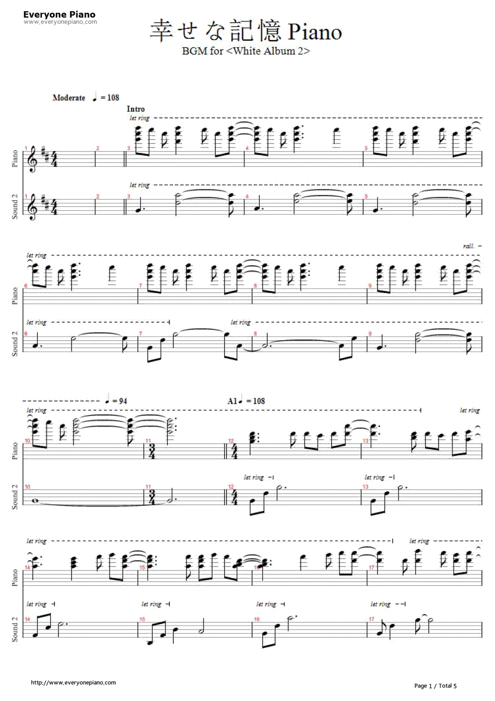 幸せな记忆钢琴谱_上原れな_上原玲奈