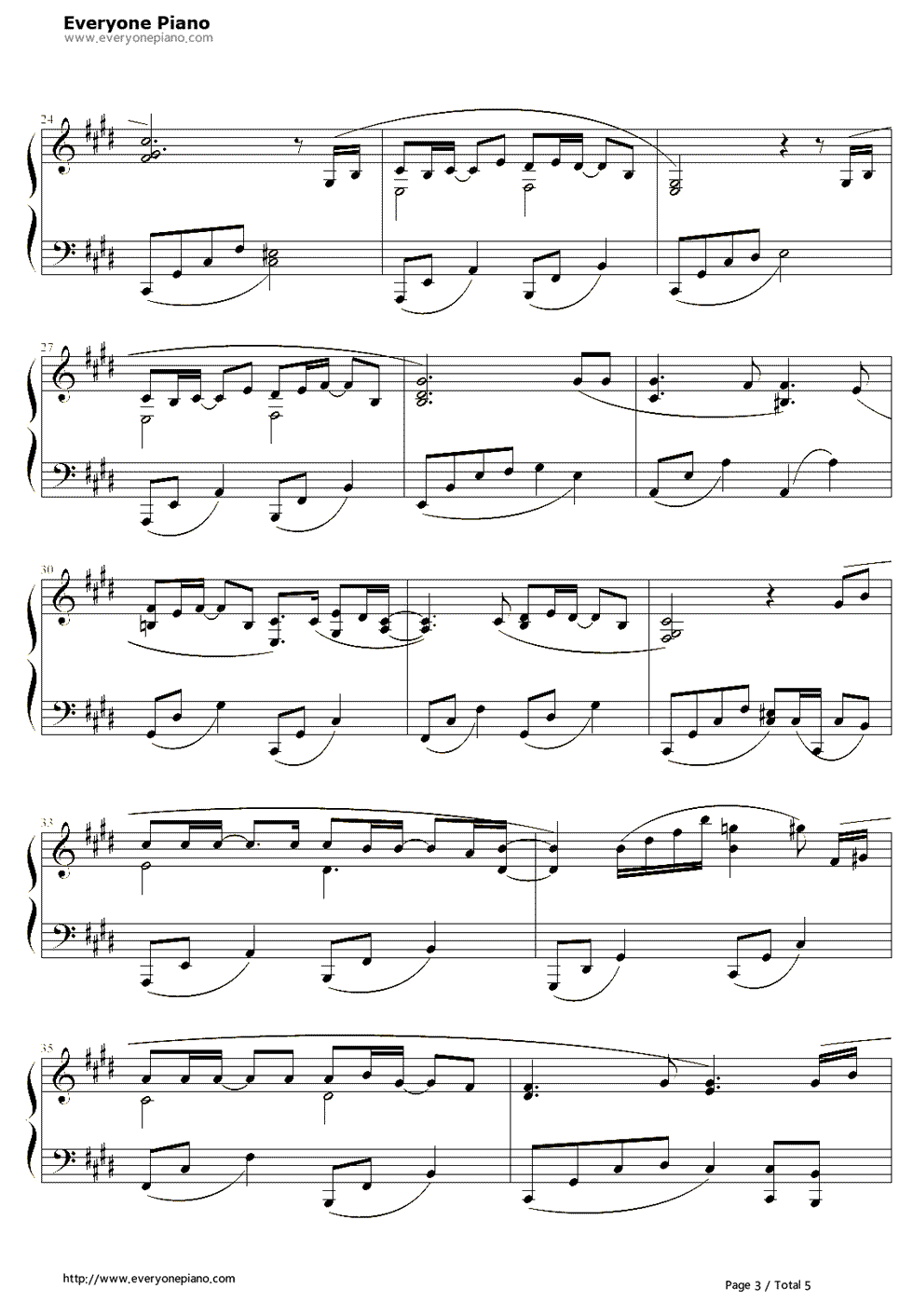 相同天空下不同时间里钢琴谱_珠熙（8Eight）