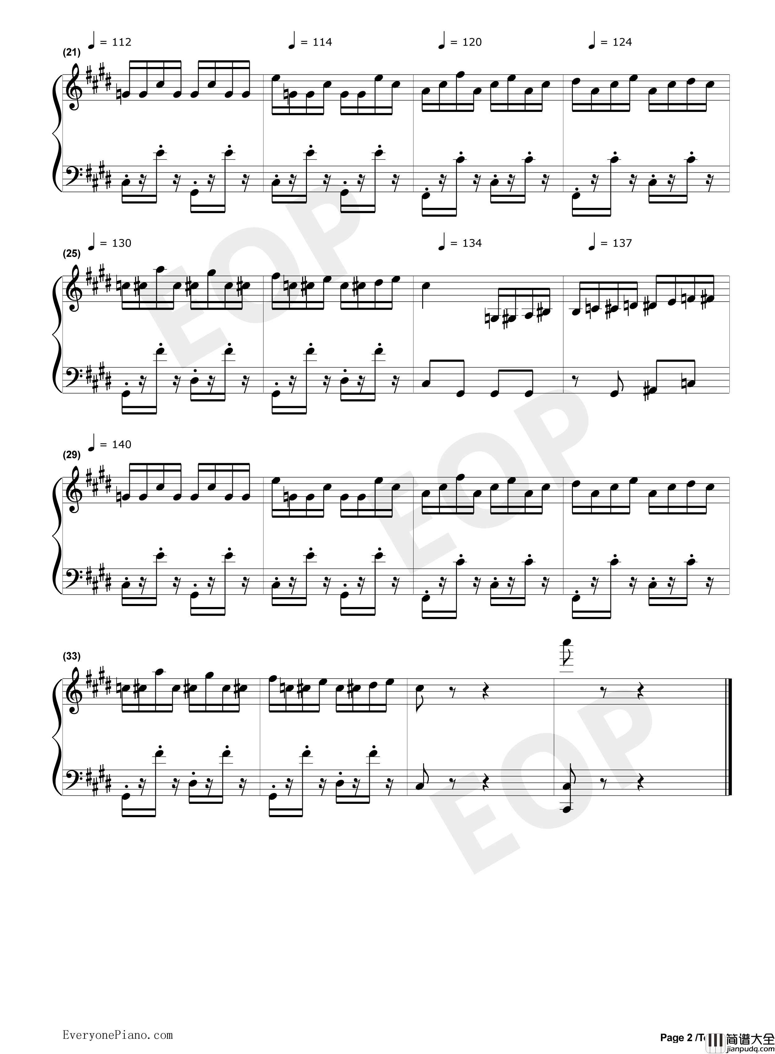 斗琴二钢琴谱_周杰伦