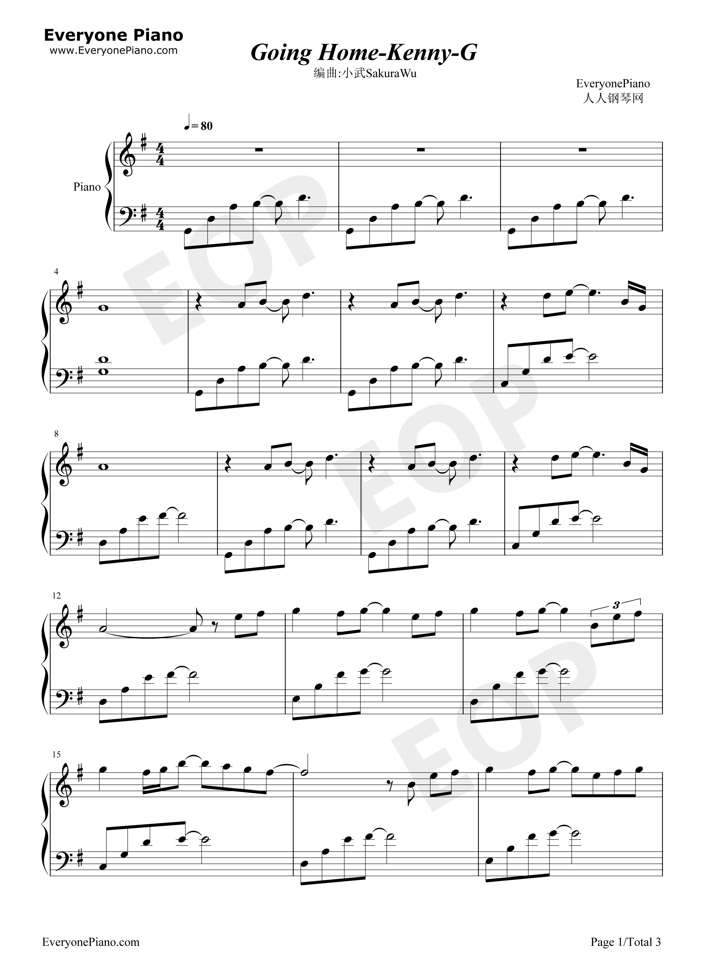 Going_Home钢琴谱_Kenny_G