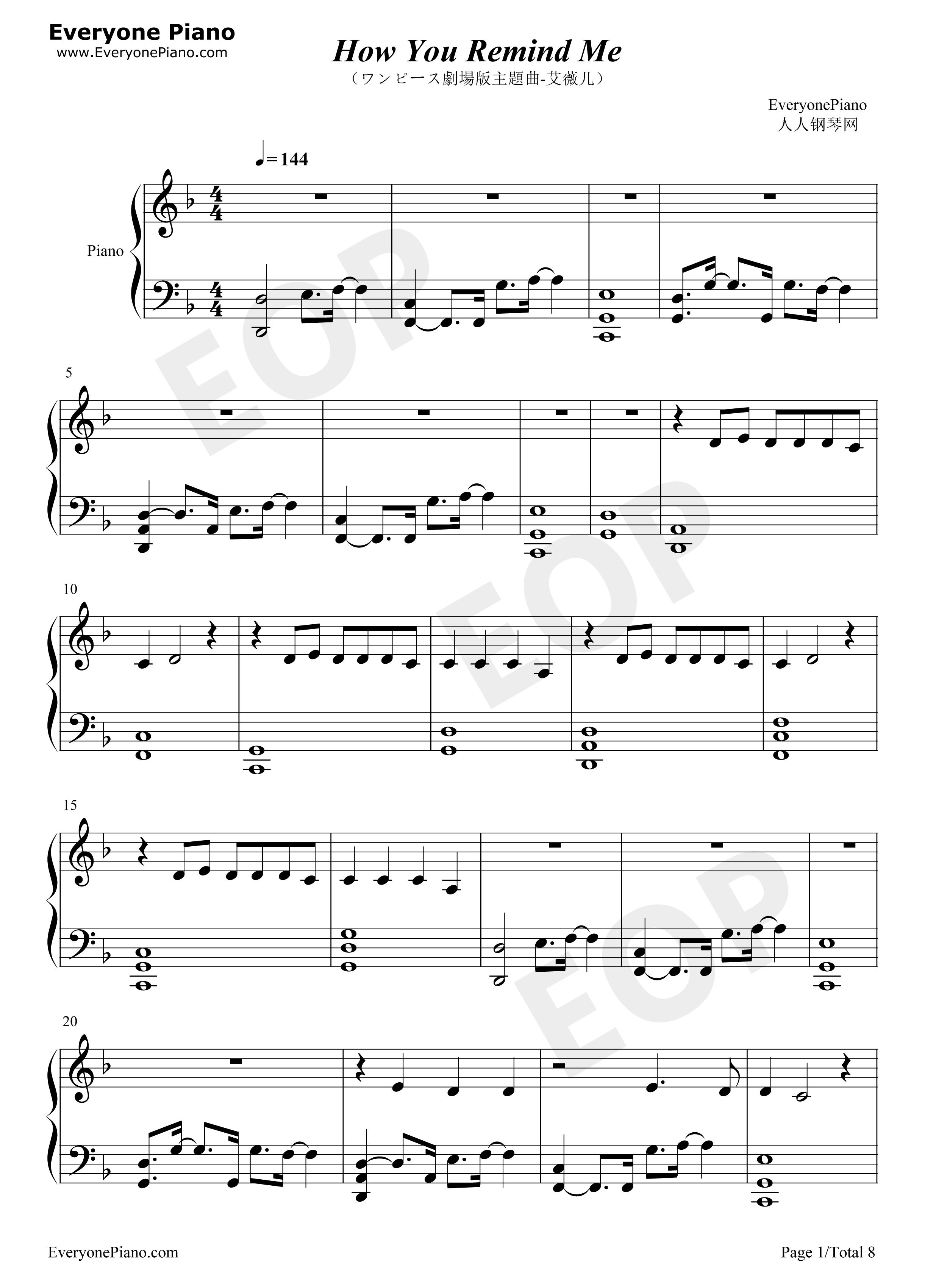 How_You_Remind_Me钢琴谱_Avril_Lavigne