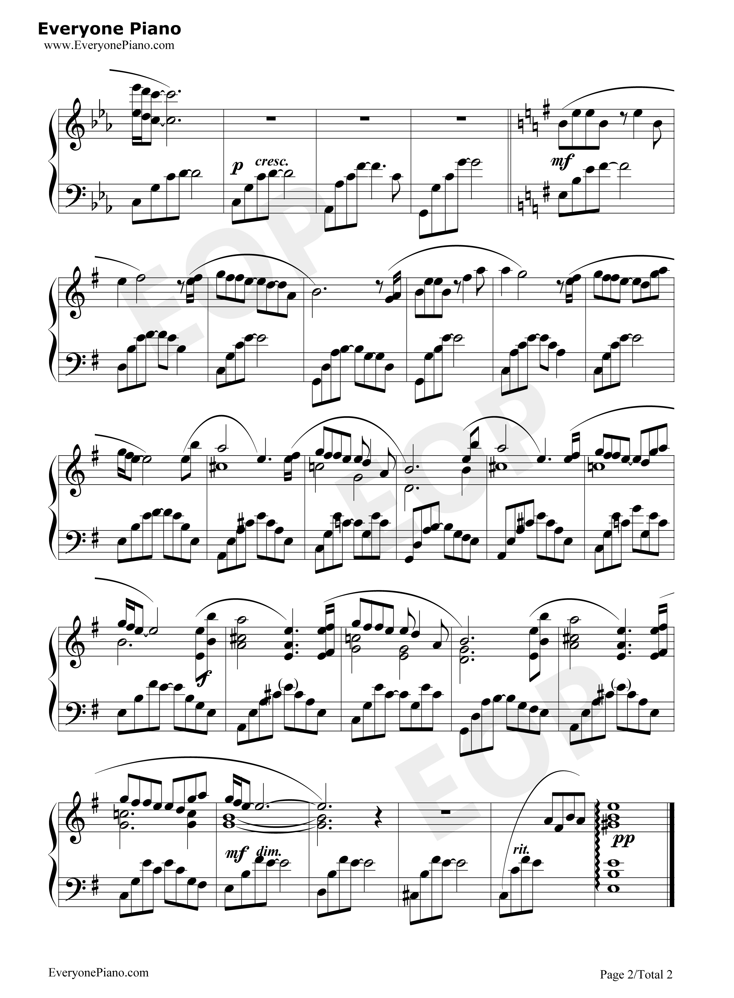 归去来钢琴谱_胡兵_希莉娜依