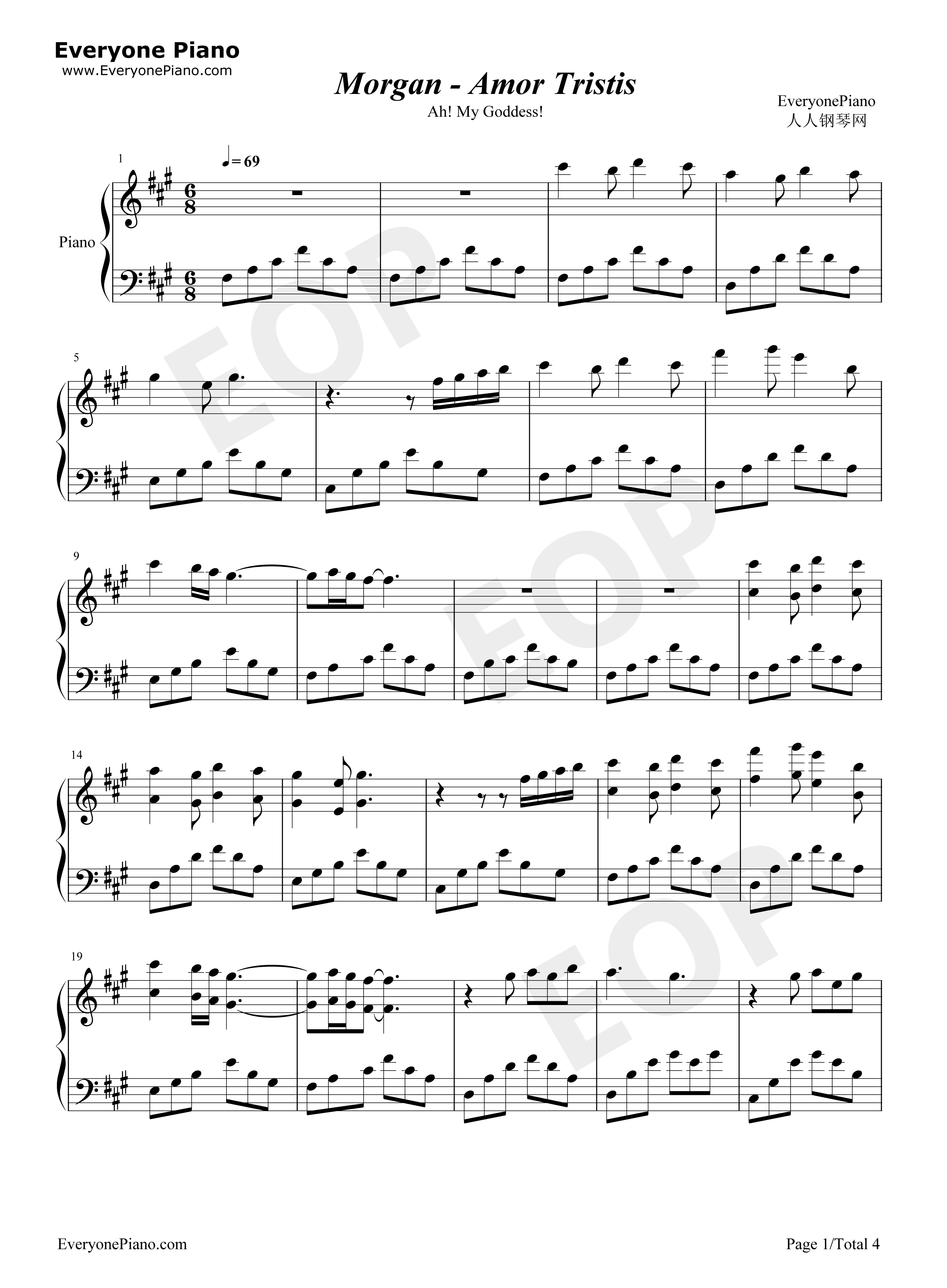 Morgan钢琴谱_ああっ女神さまっ
