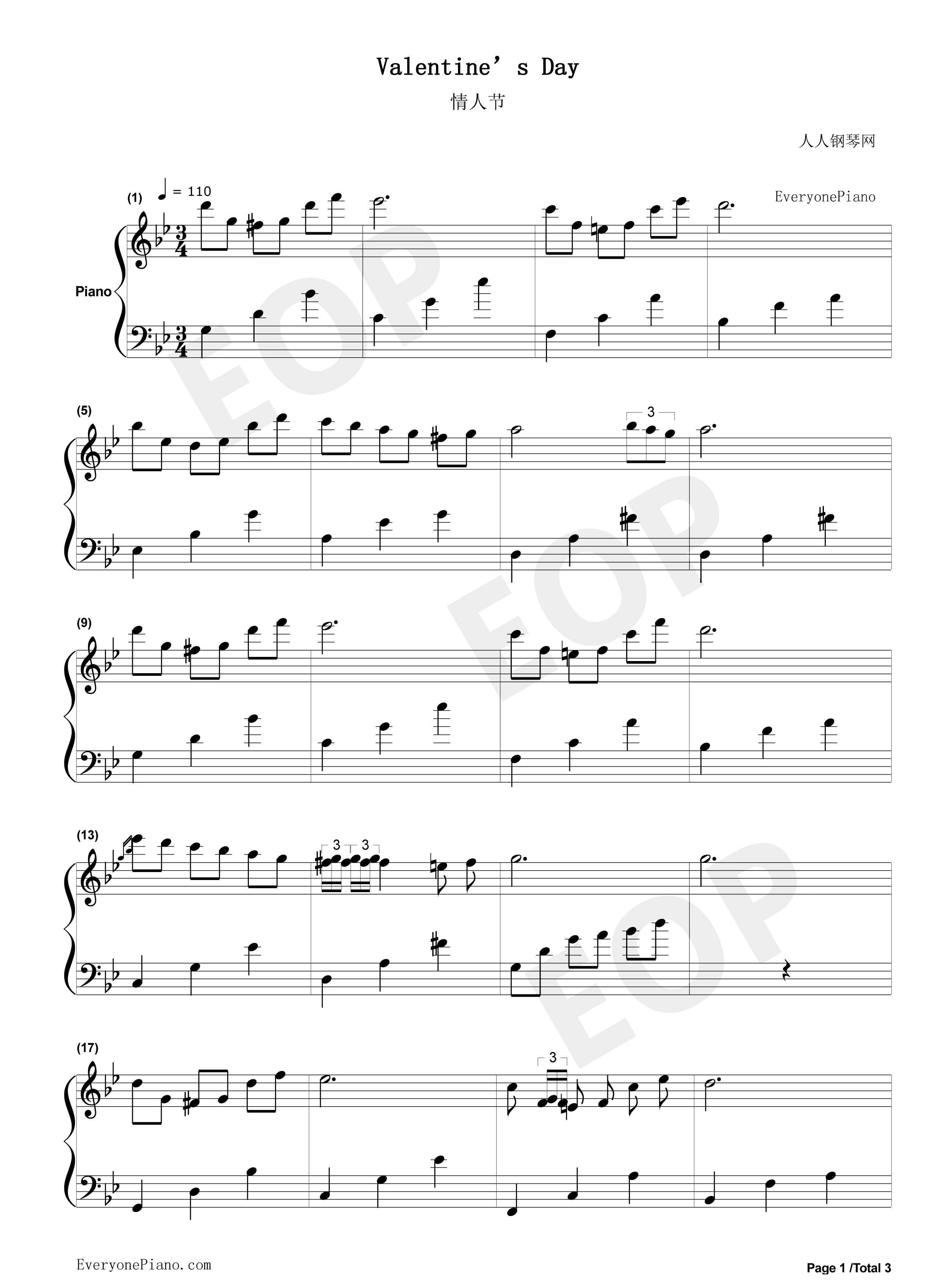 Valentine’s_Day钢琴谱_张一益