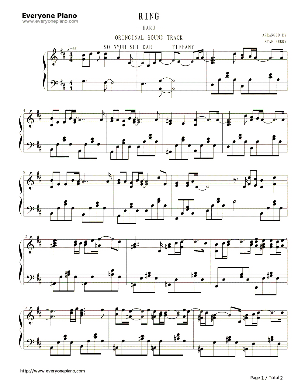 戒指(Banji)钢琴谱_Tiffany(少女时代)