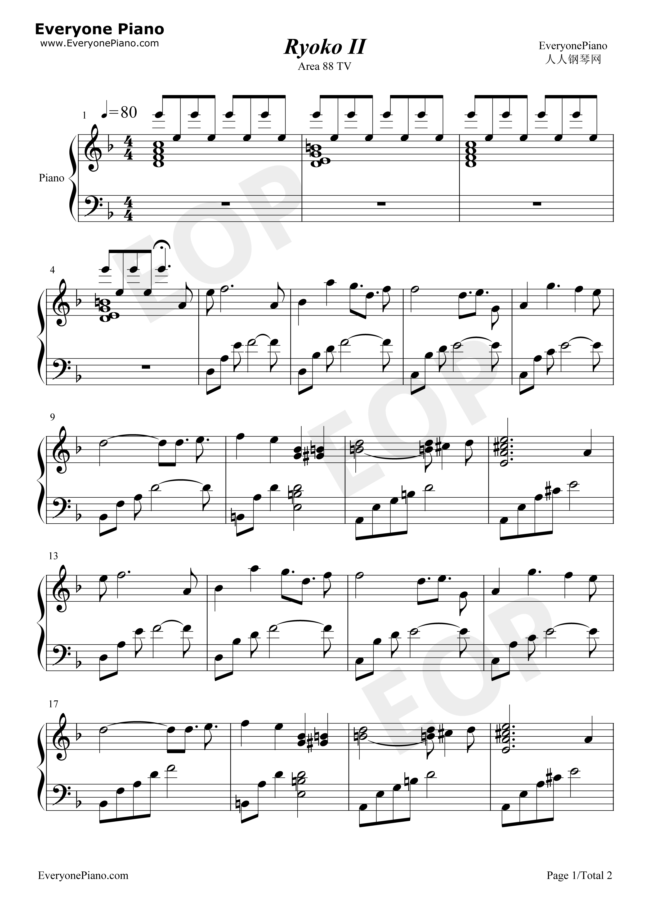 Ryoko_II钢琴谱_未知