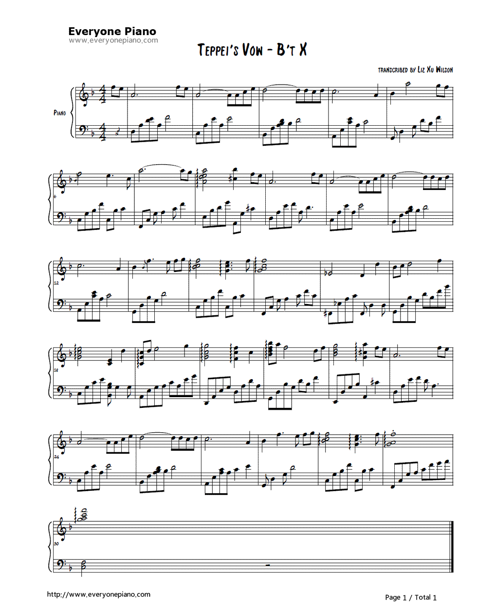 Teppei's_Vow钢琴谱_车田正美