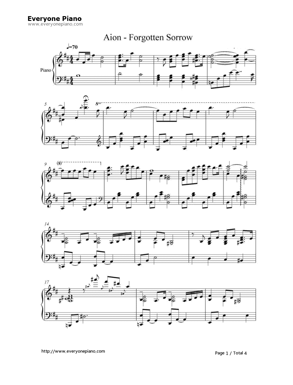 Forgotten_Sorrow钢琴谱_Yozoh