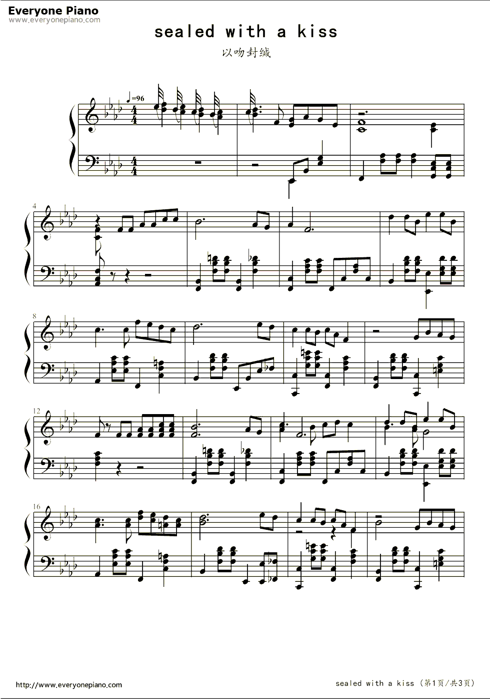 Sealed_with_a_kiss（以吻封缄）钢琴谱_Brian_Hyland__布赖恩·海兰