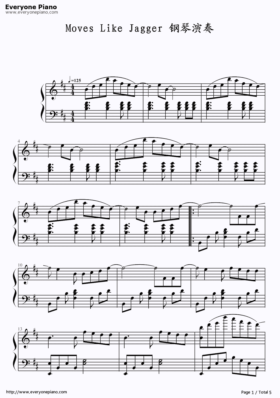 Moves_Like_Jagger钢琴谱_丁少华__周礼虎__Mick_Jagger