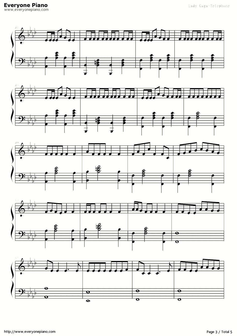 Telephone电话钢琴谱_Lady嘎嘎__Lady_GaGa