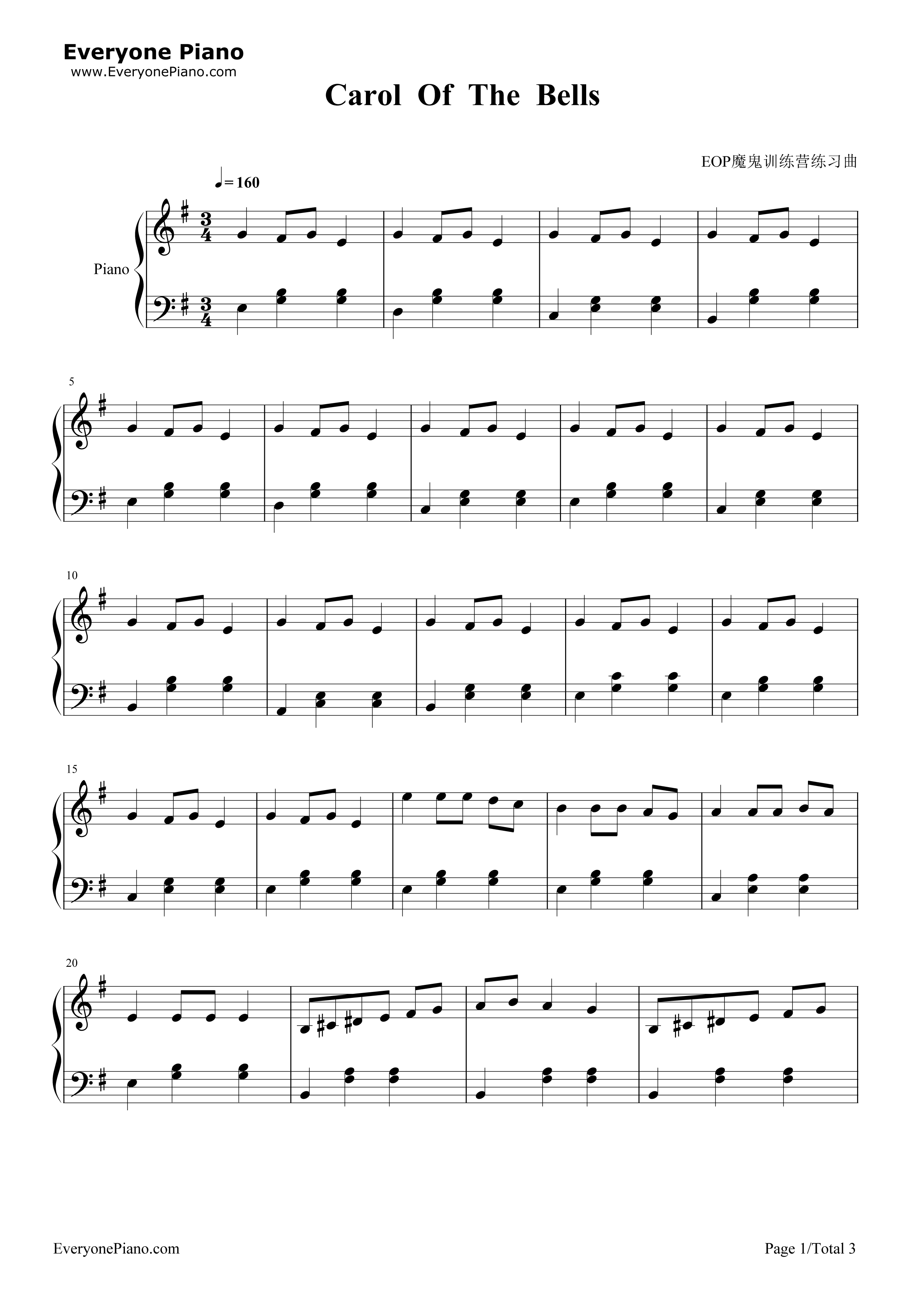 Carol_of_The_Bells钢琴谱_Mykola_Dmytrovych_Leontovych