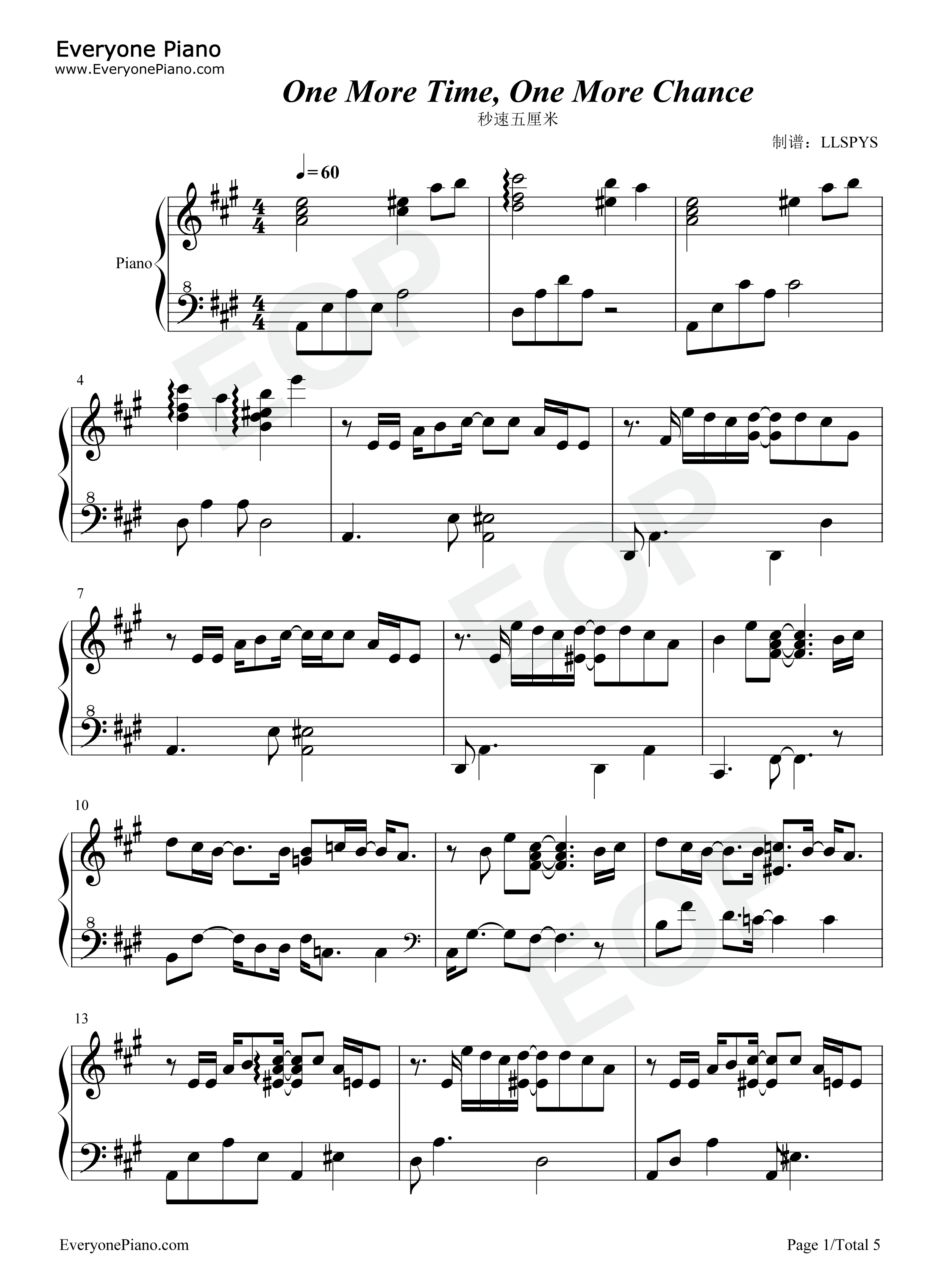One_More_Time_One_More_Chance钢琴谱_山崎将义__山崎まさよし