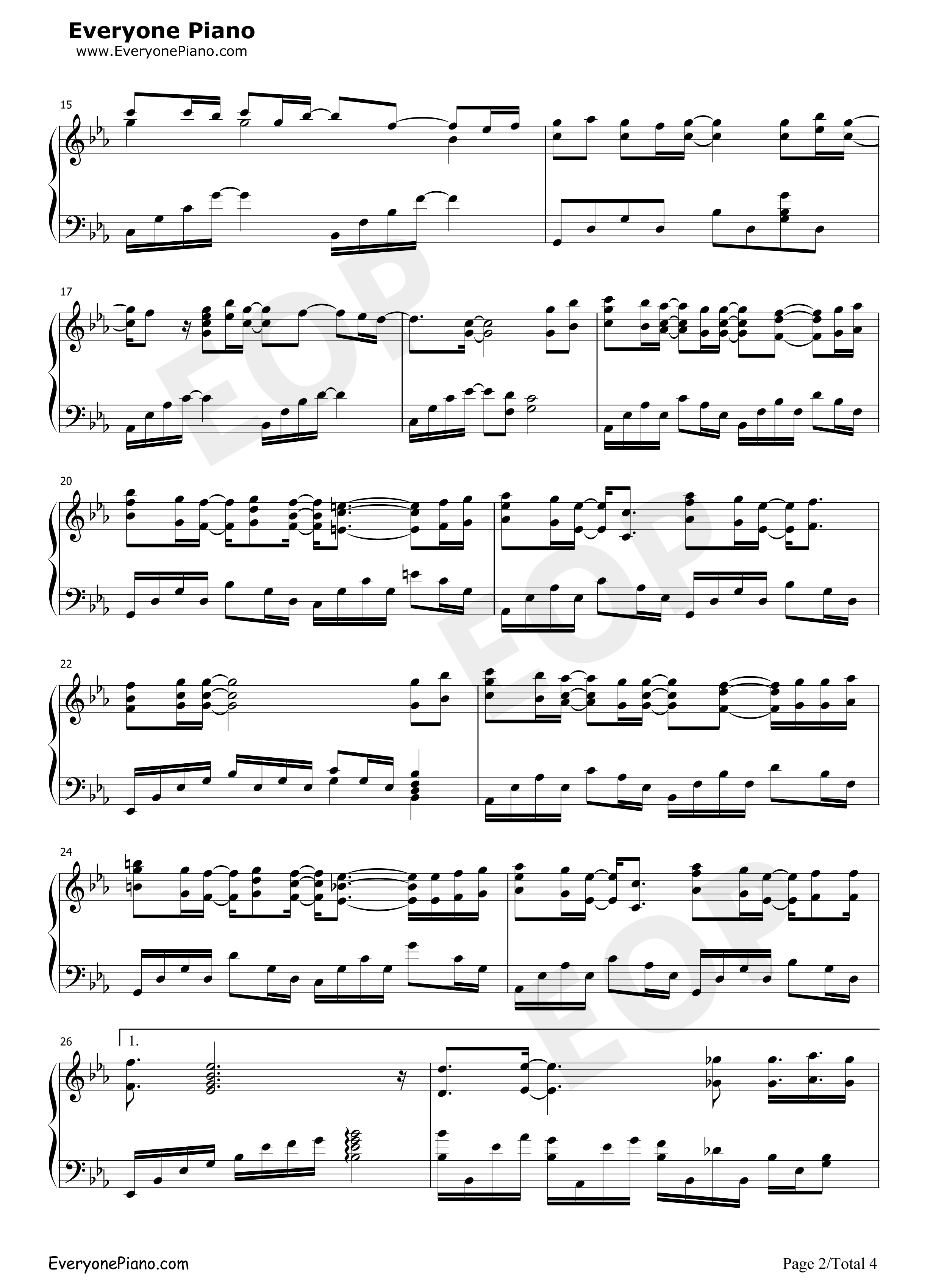 一眼万年钢琴谱_S.H.E