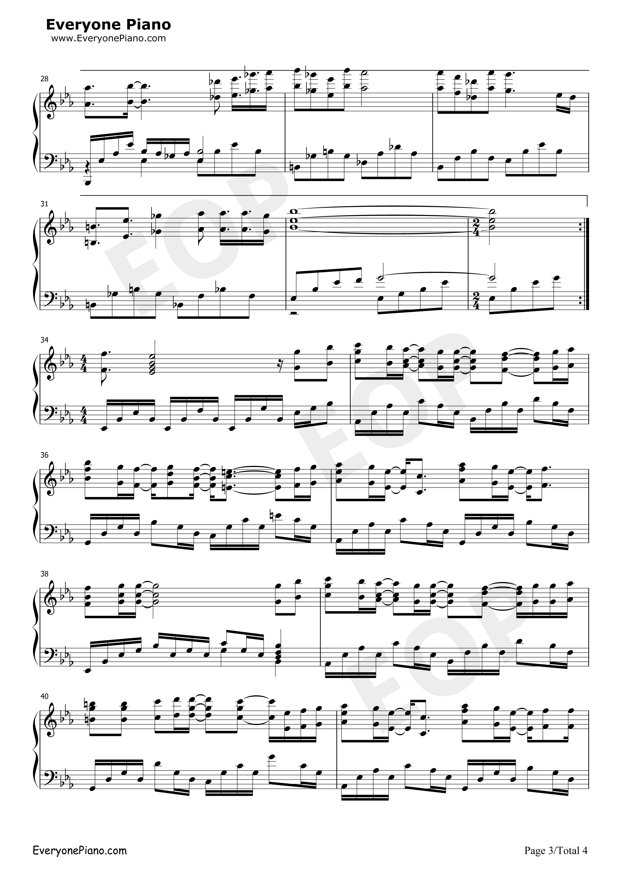 一眼万年钢琴谱_S.H.E