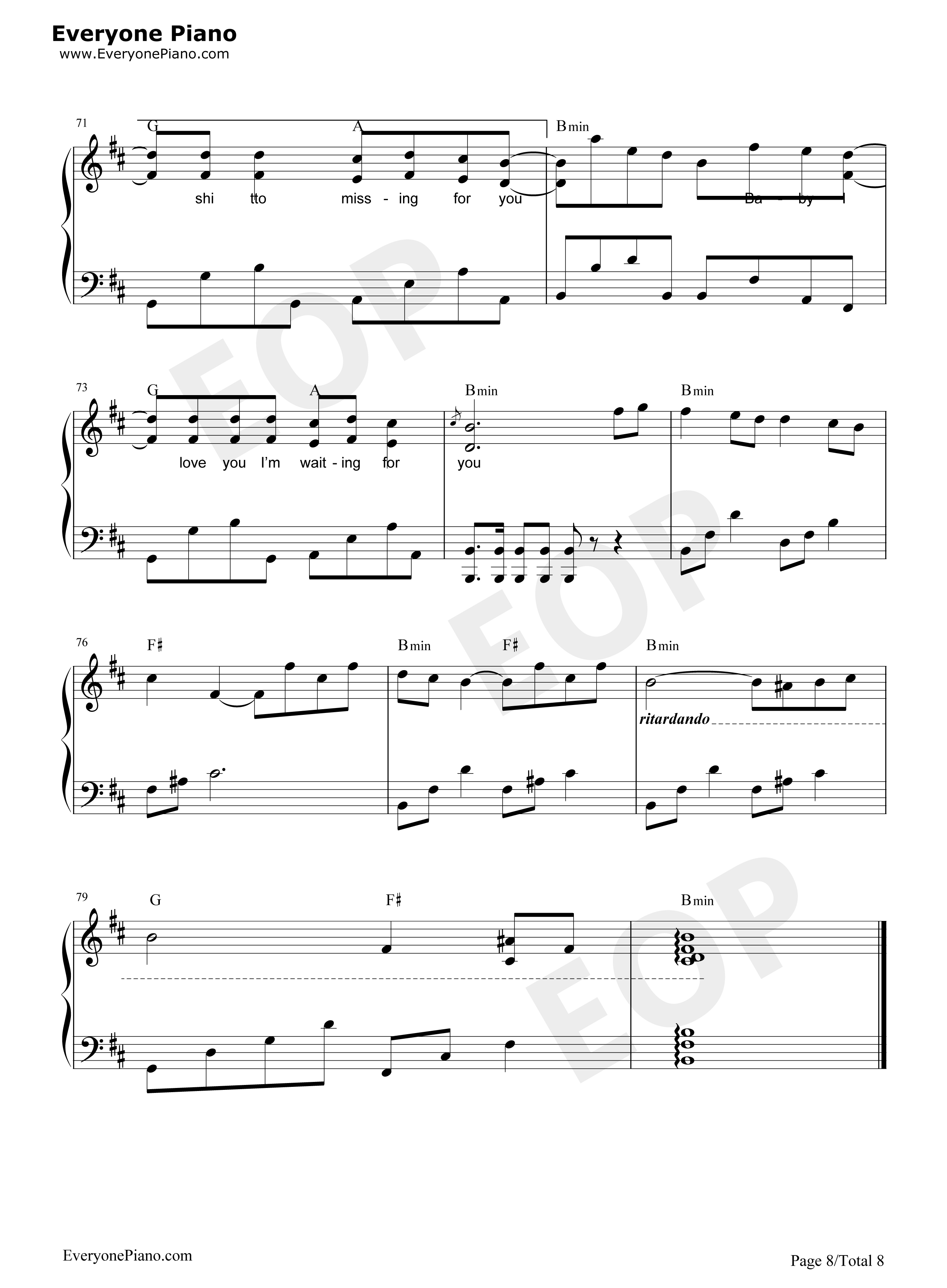 因为我太傻钢琴谱_金贤重