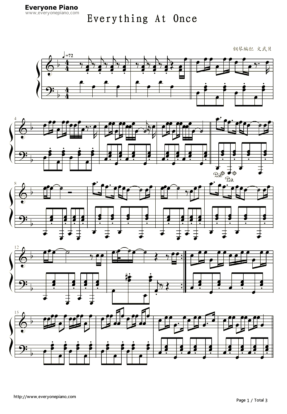 Everything_At_Once钢琴谱_Lenka