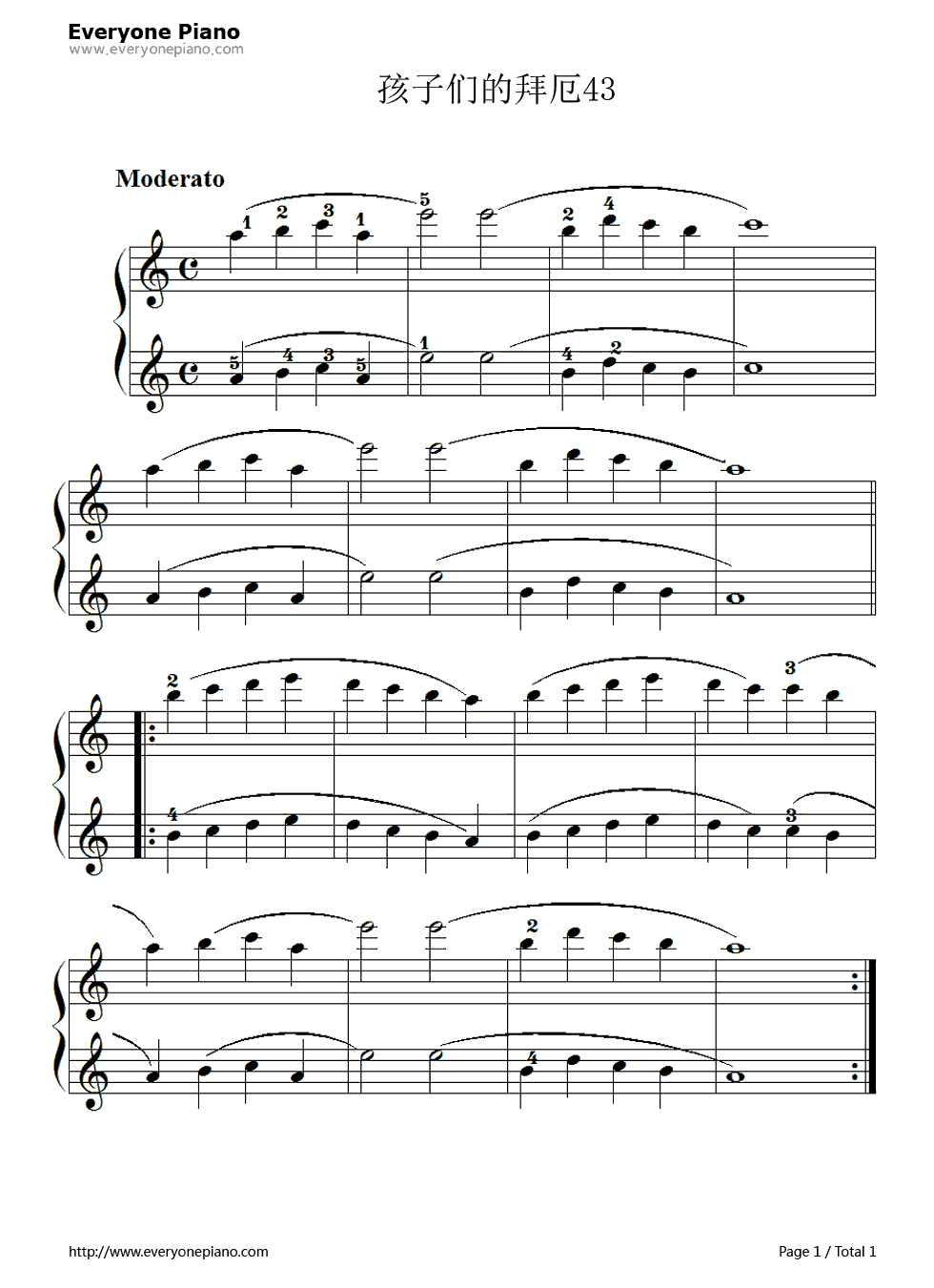 孩子们的拜厄43钢琴谱_拜厄