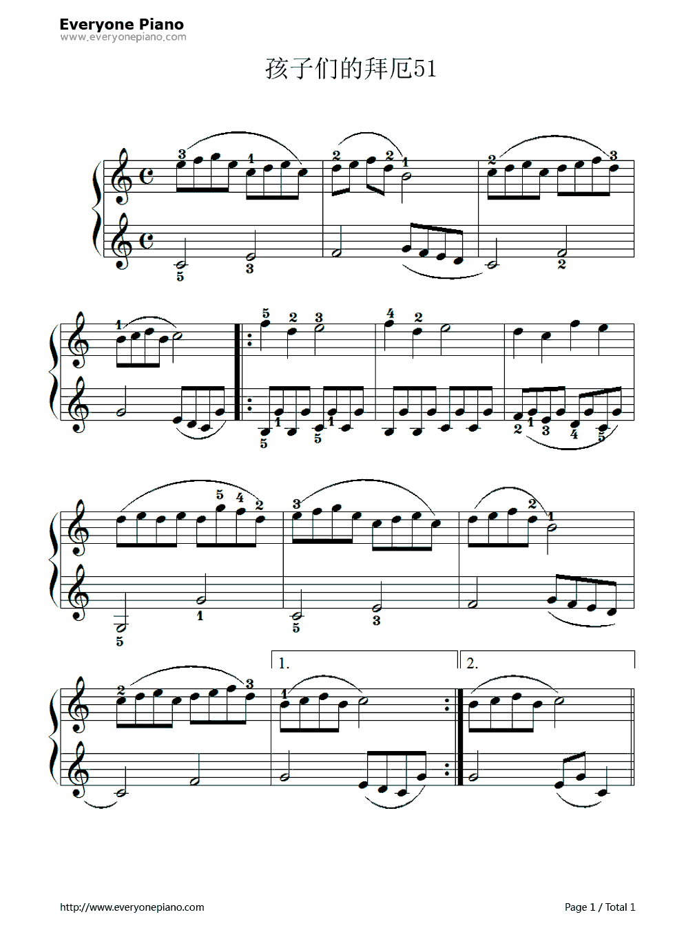 孩子们的拜厄51钢琴谱_拜厄