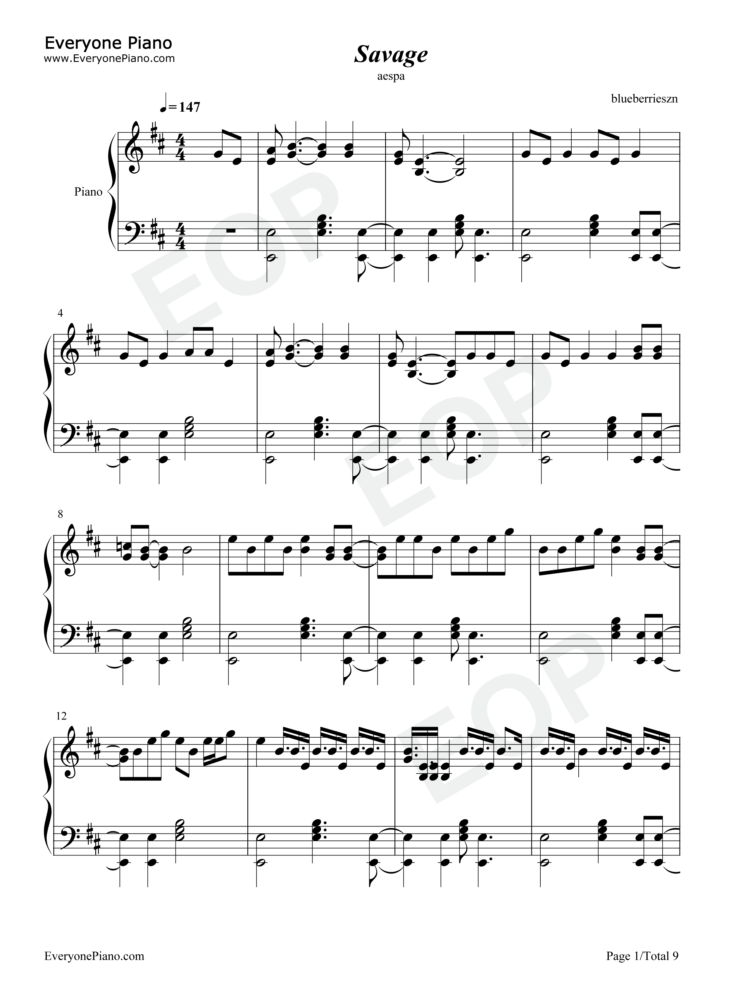 Savage钢琴谱_Aespa