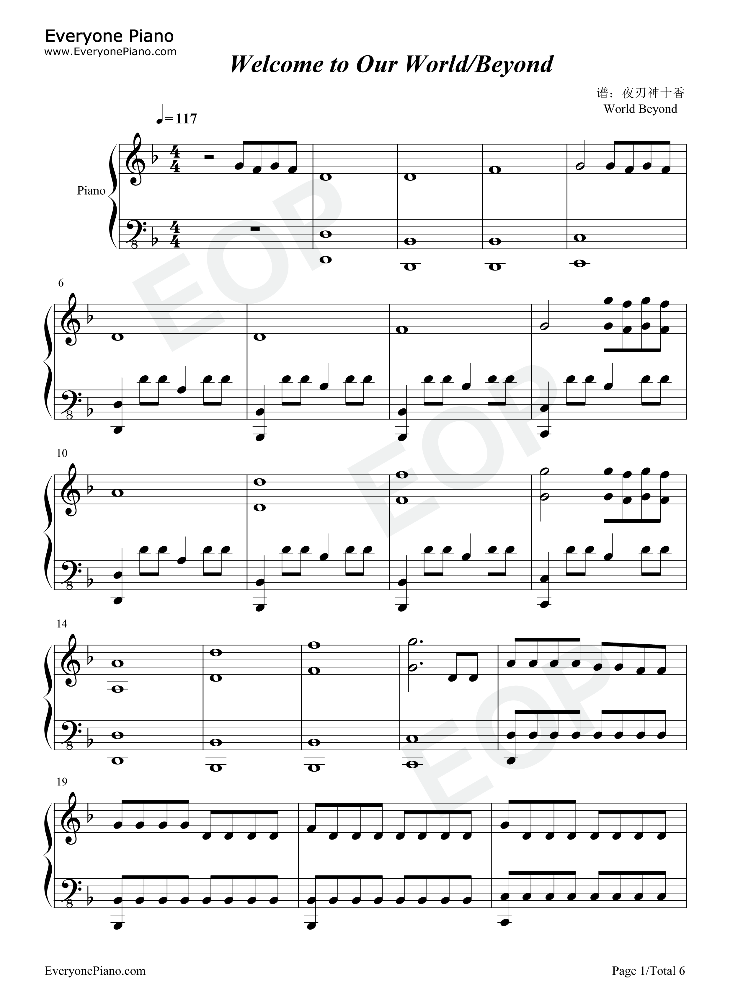 Welcome_to_Our_World钢琴谱_World_Beyond