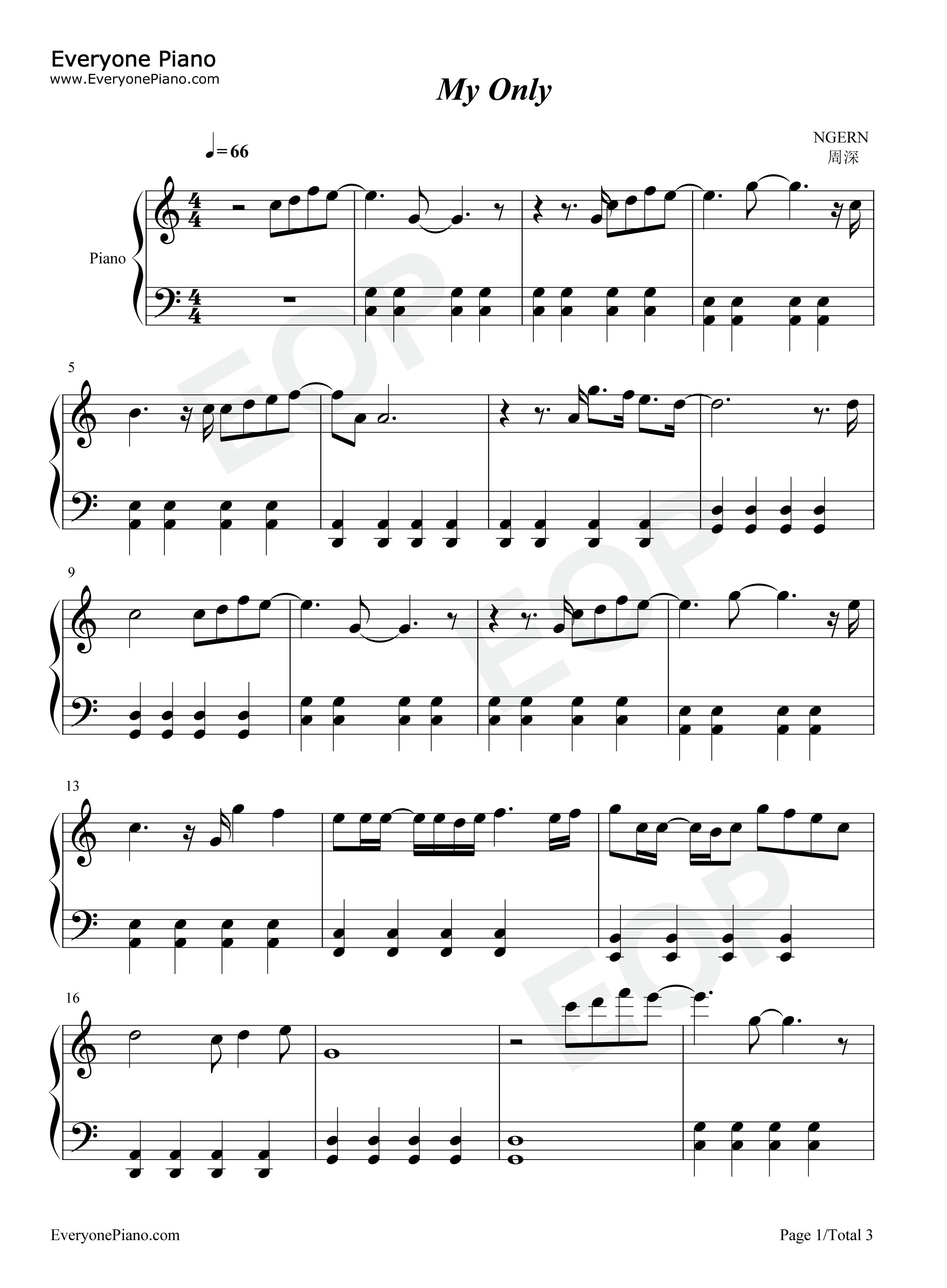 My_Only钢琴谱_周深