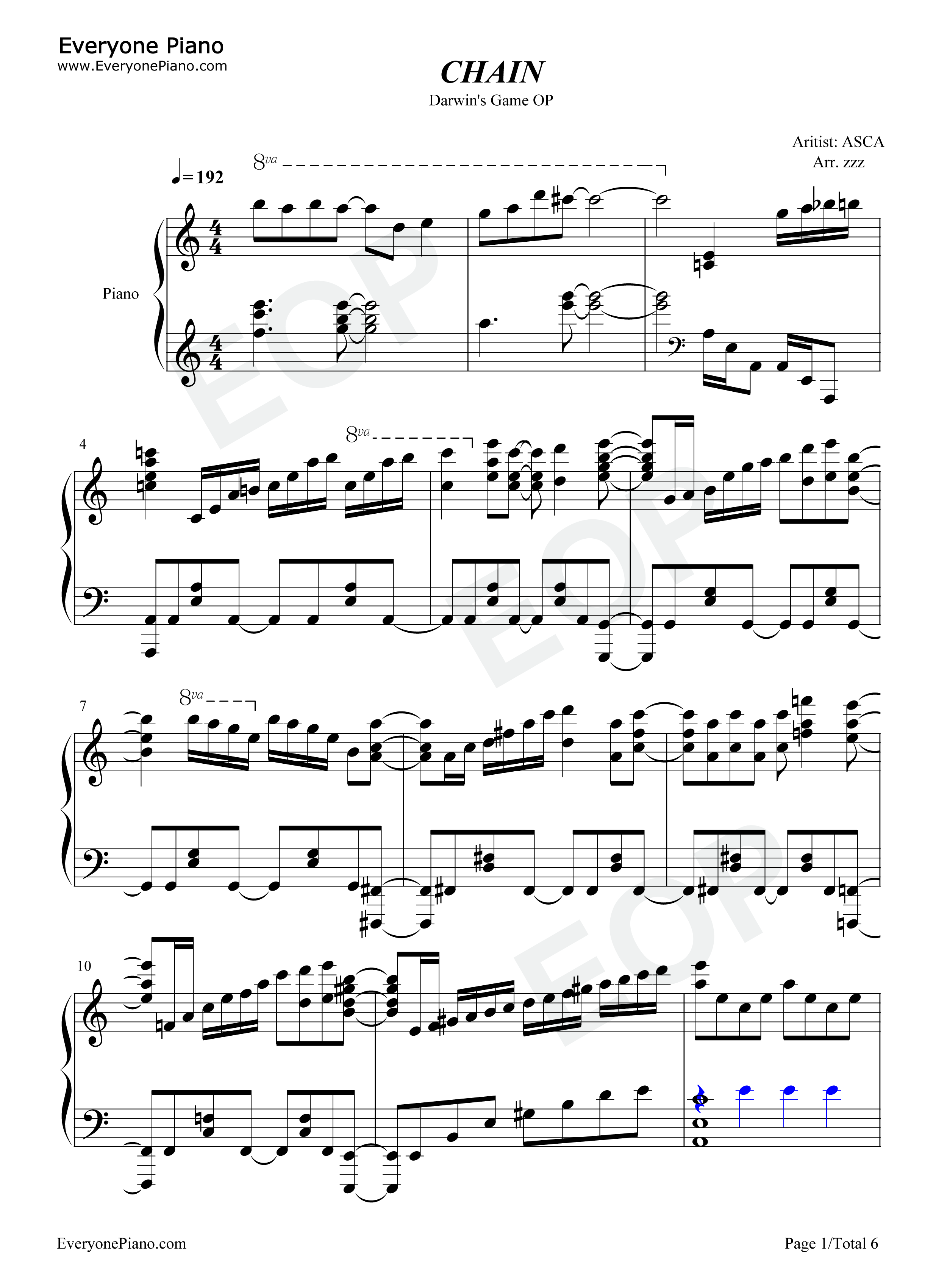 CHAIN钢琴谱_ASCA